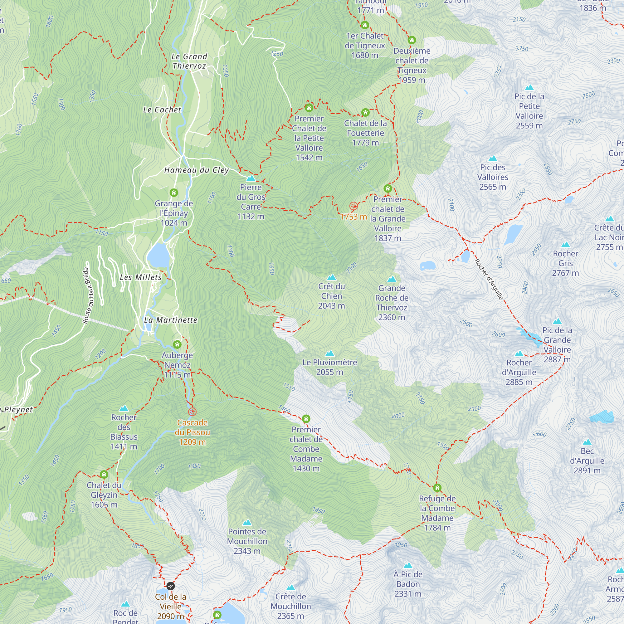 Chalet de l'Arpette map