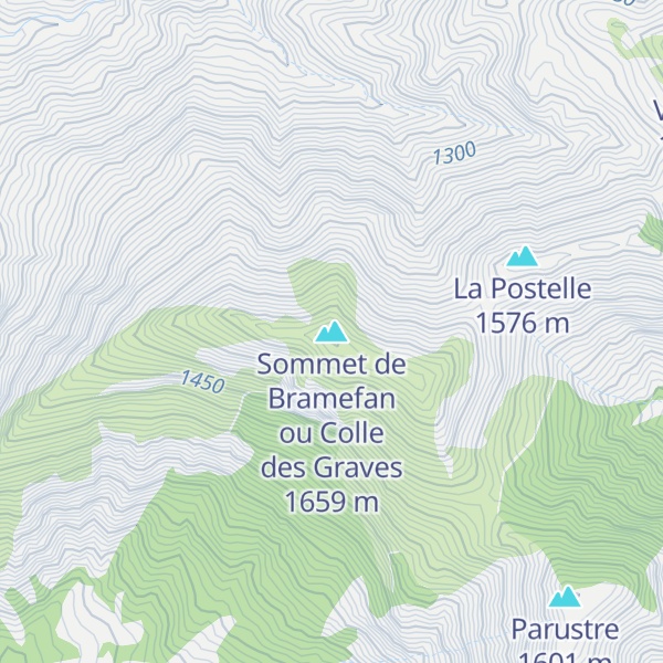Map of Sommet de Bramefan ou Colle des Graves