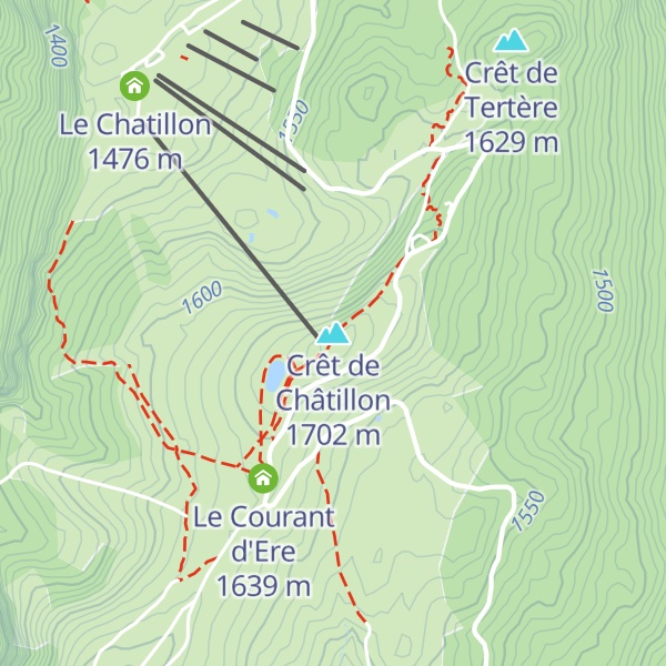 Map of Crêt de Châtillon