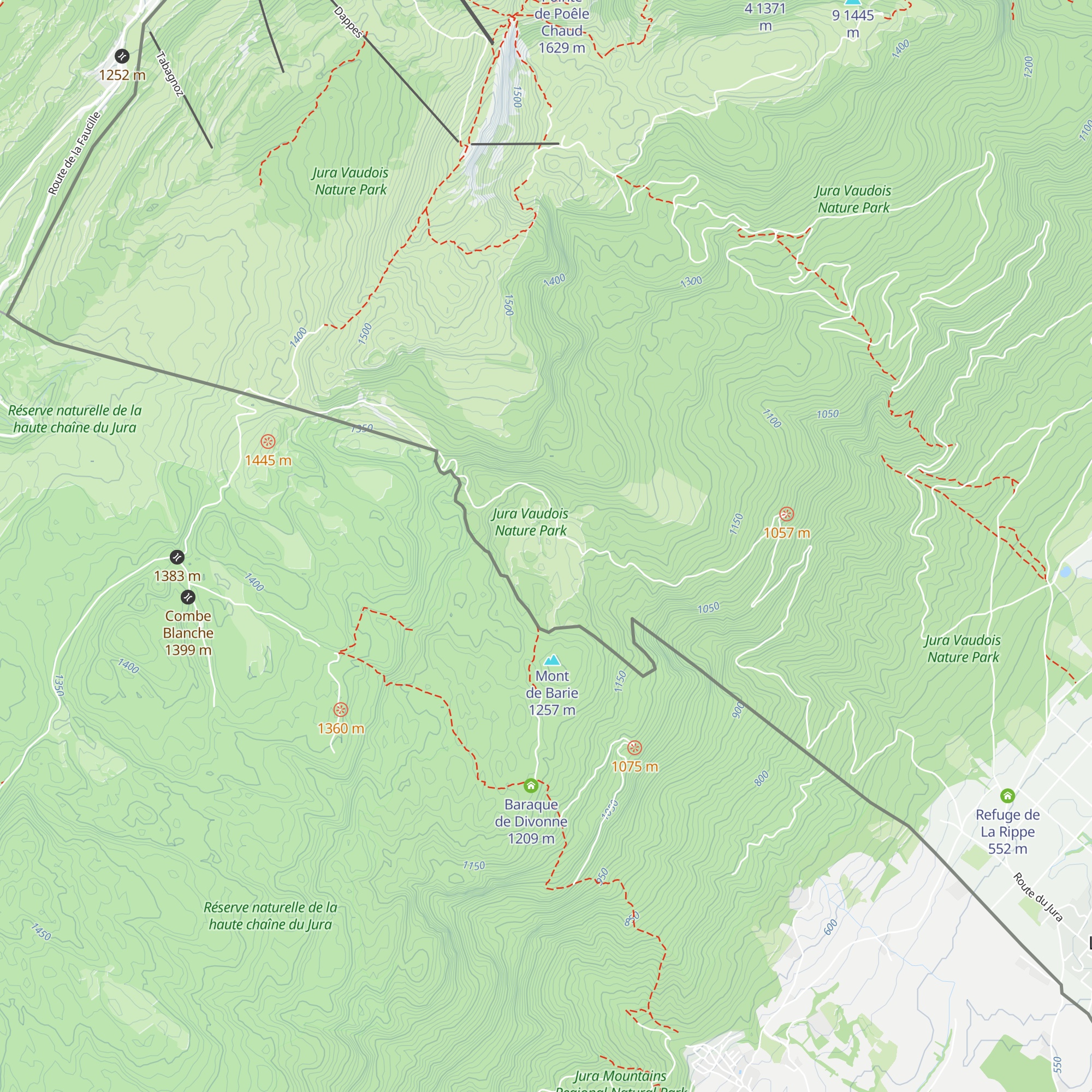 Combe du Faoug map