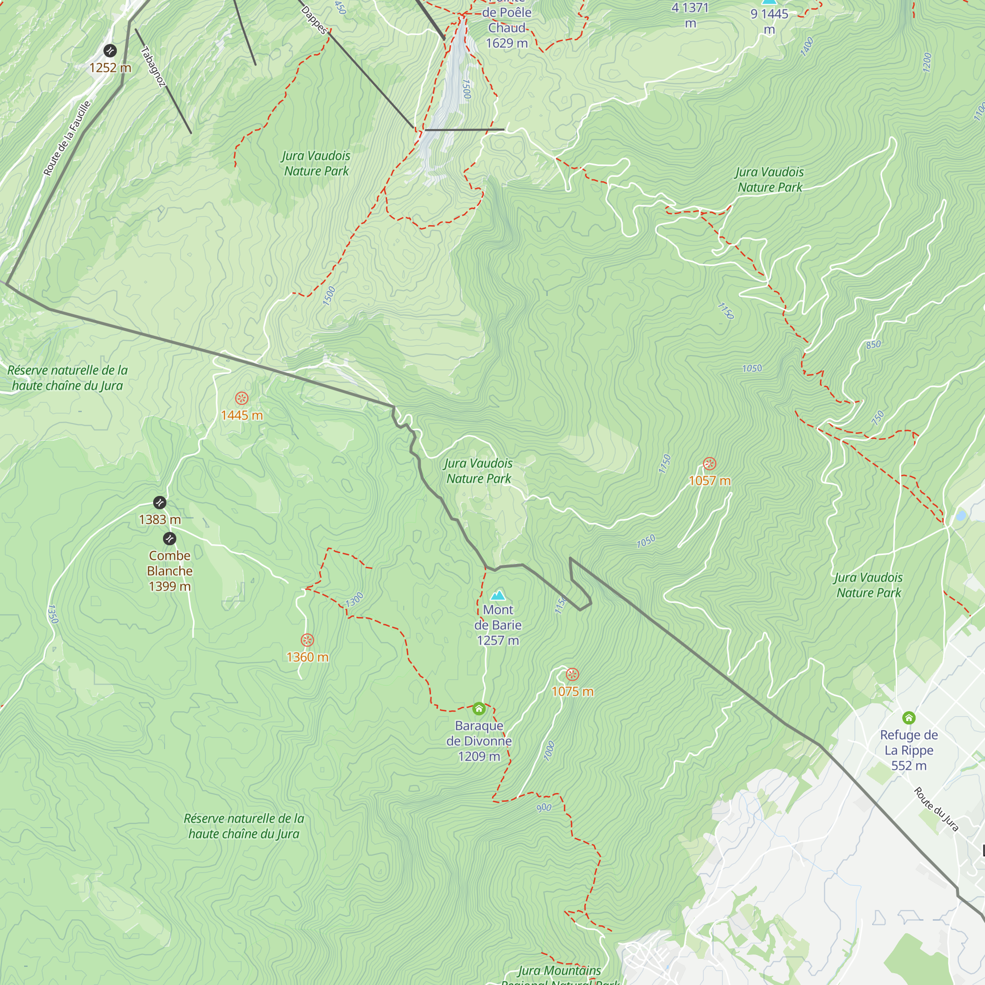 Combe du Faoug map
