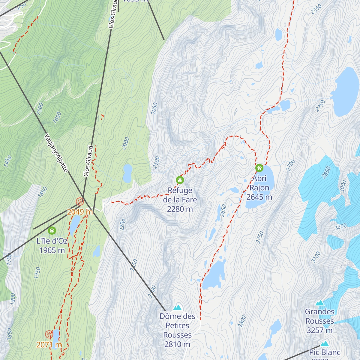 Refuge de la Fare map