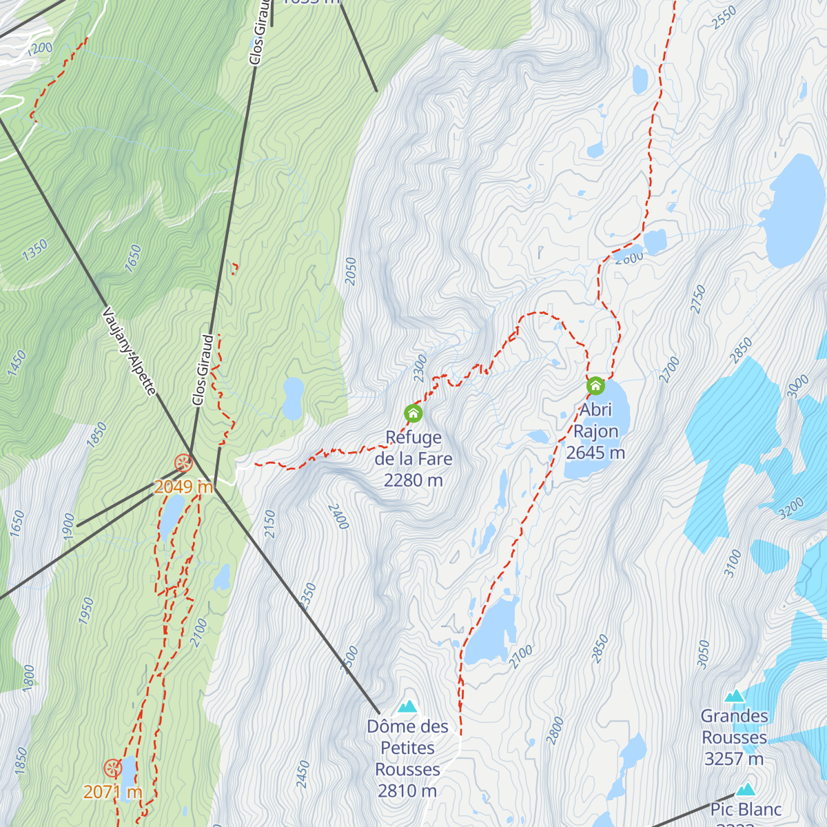 Refuge de la Fare map
