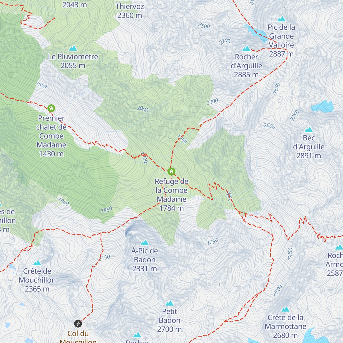 Refuge de la Combe Madame map