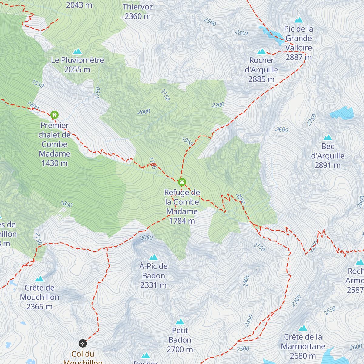 Refuge de la Combe Madame map
