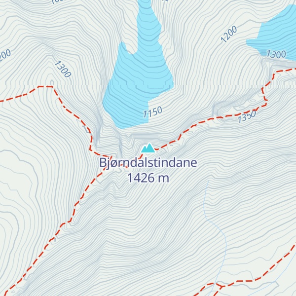 Map of Bjørndalstindane