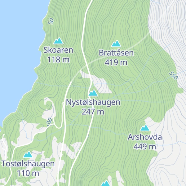 Map of Nystølshaugen