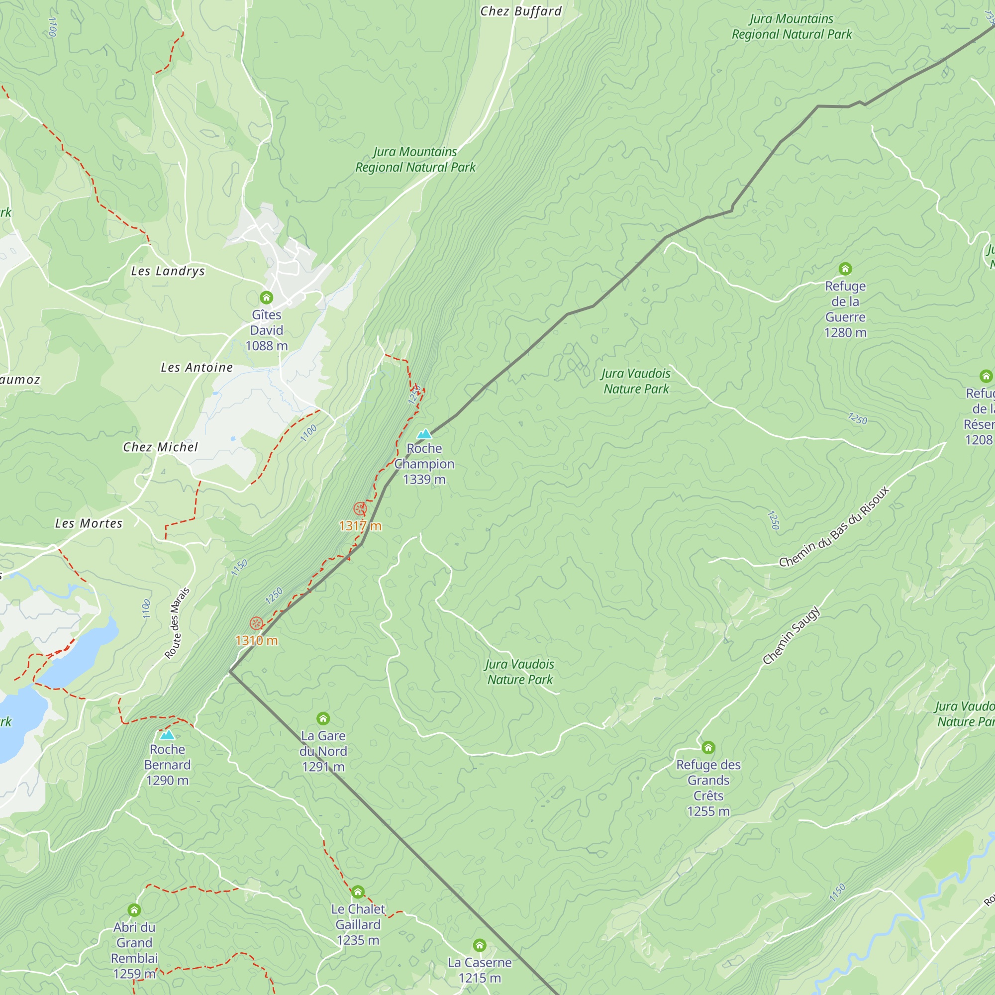 Refuge du Bonnet de Police map
