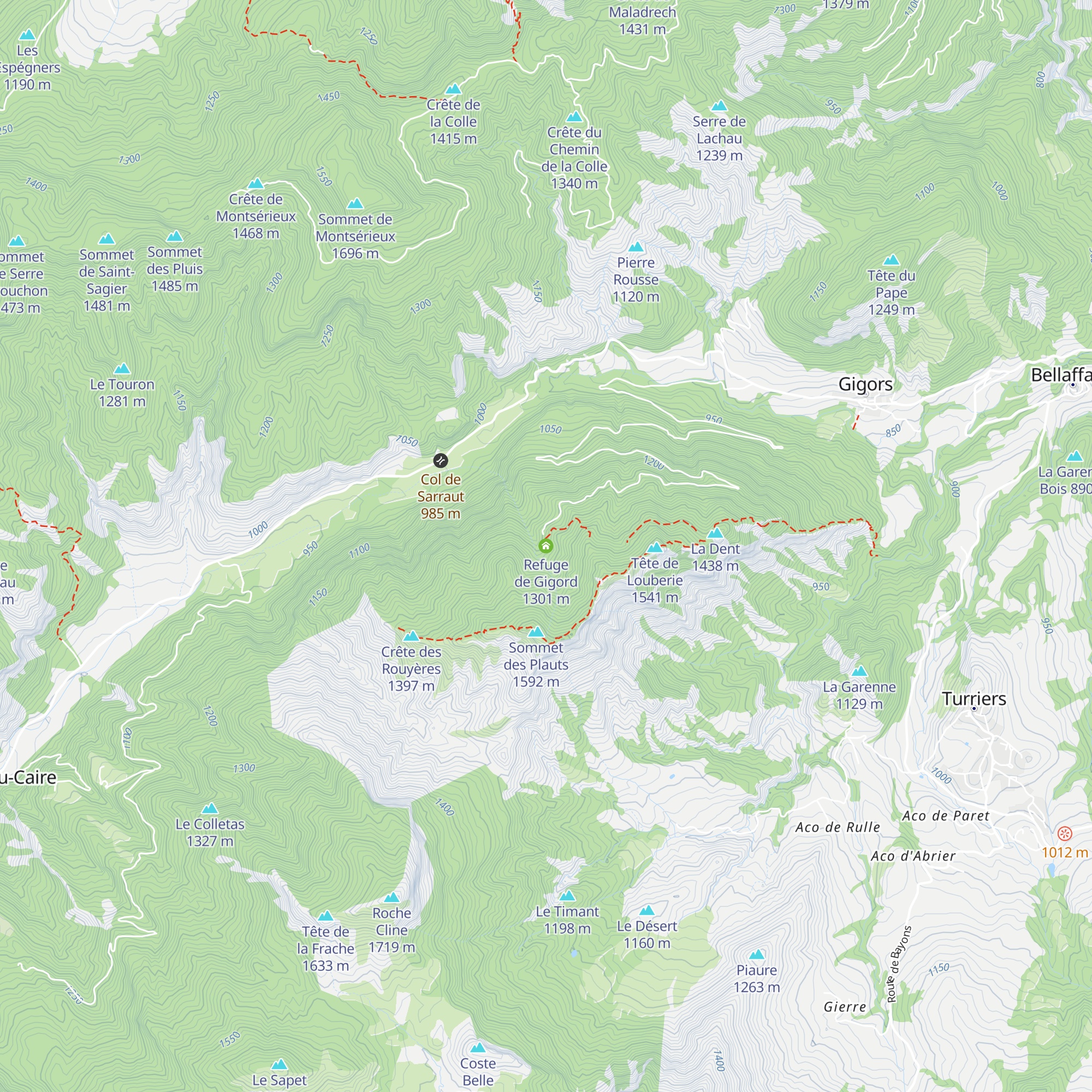 Refuge de Gigord map