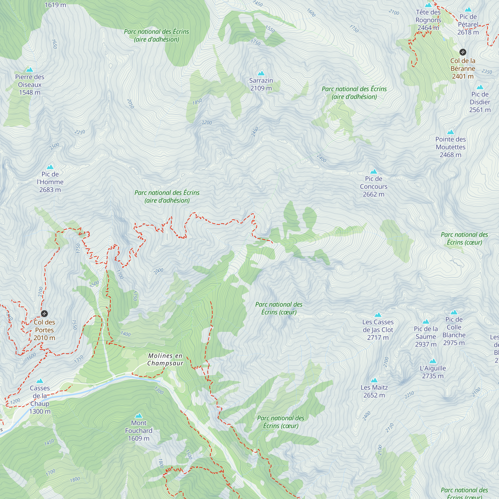 Cabane de Peyron Roux map