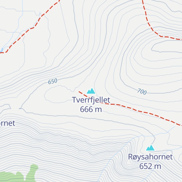Map of Tverrfjellet