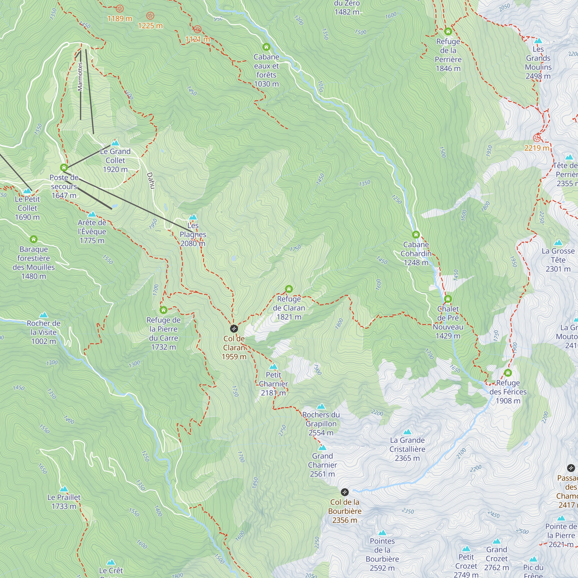 Refuge de Claran map