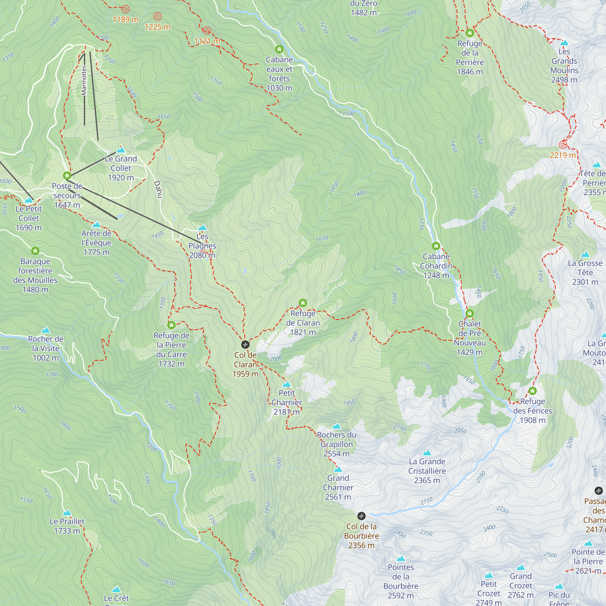 Refuge de Claran map