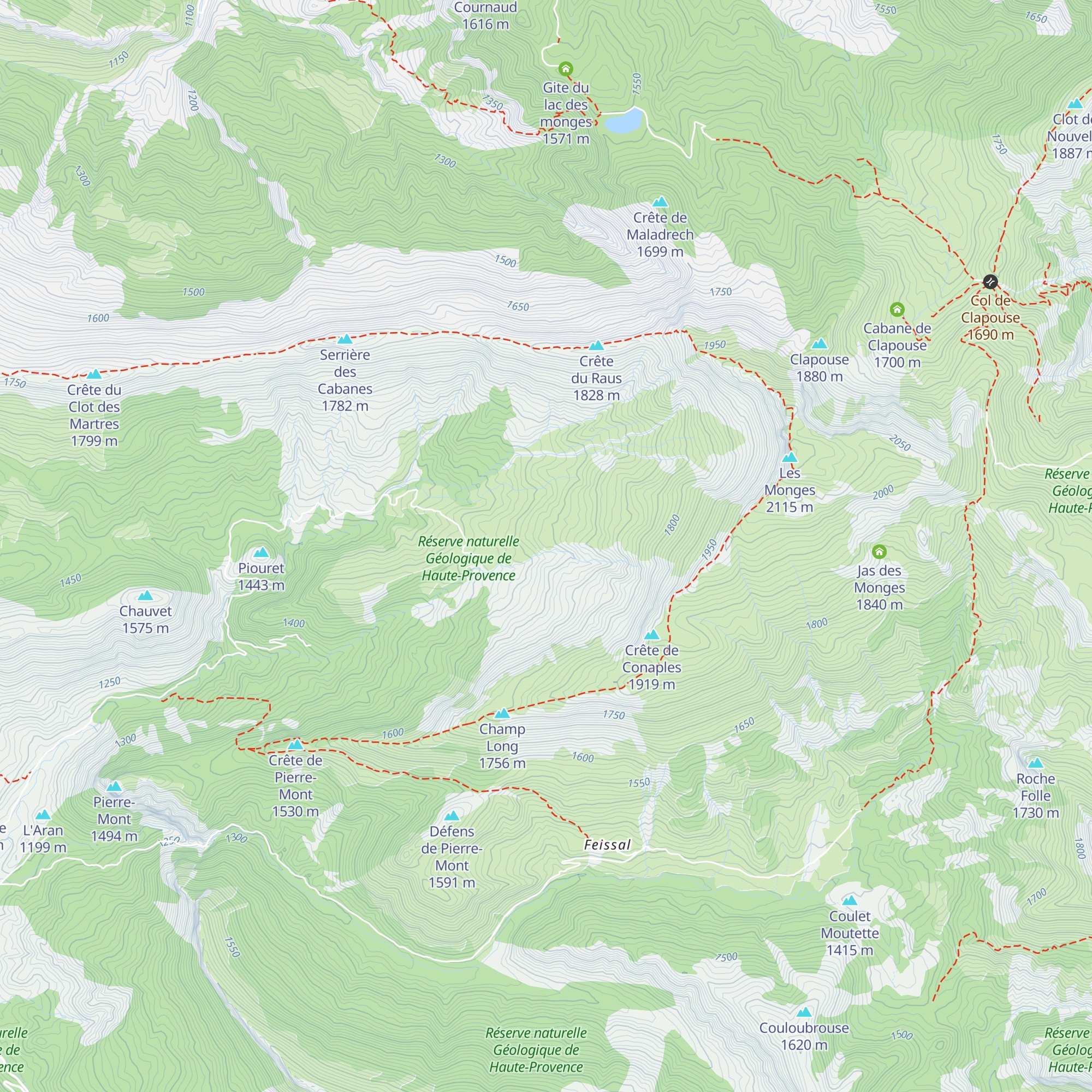 Cabane des Monges map