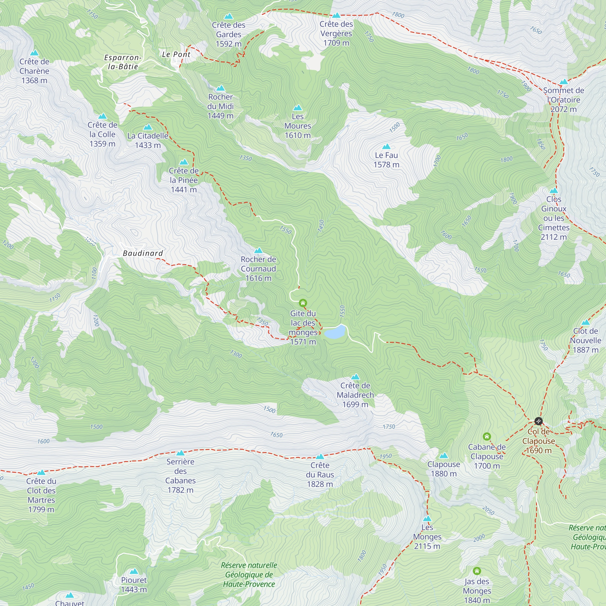Gite du lac des monges map