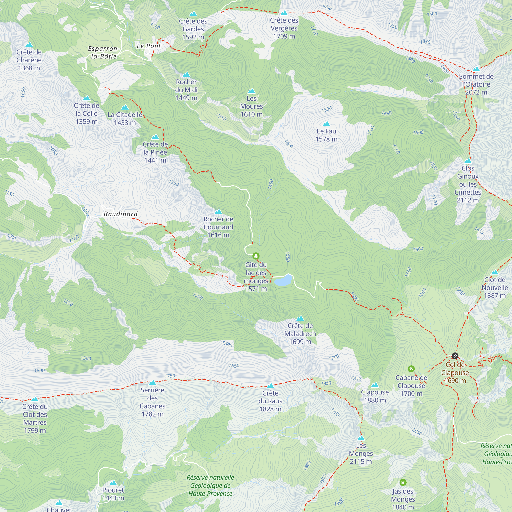 Gite du lac des monges map