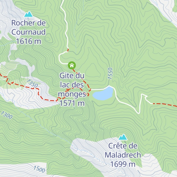 Map of Refuge du lac des Monges
