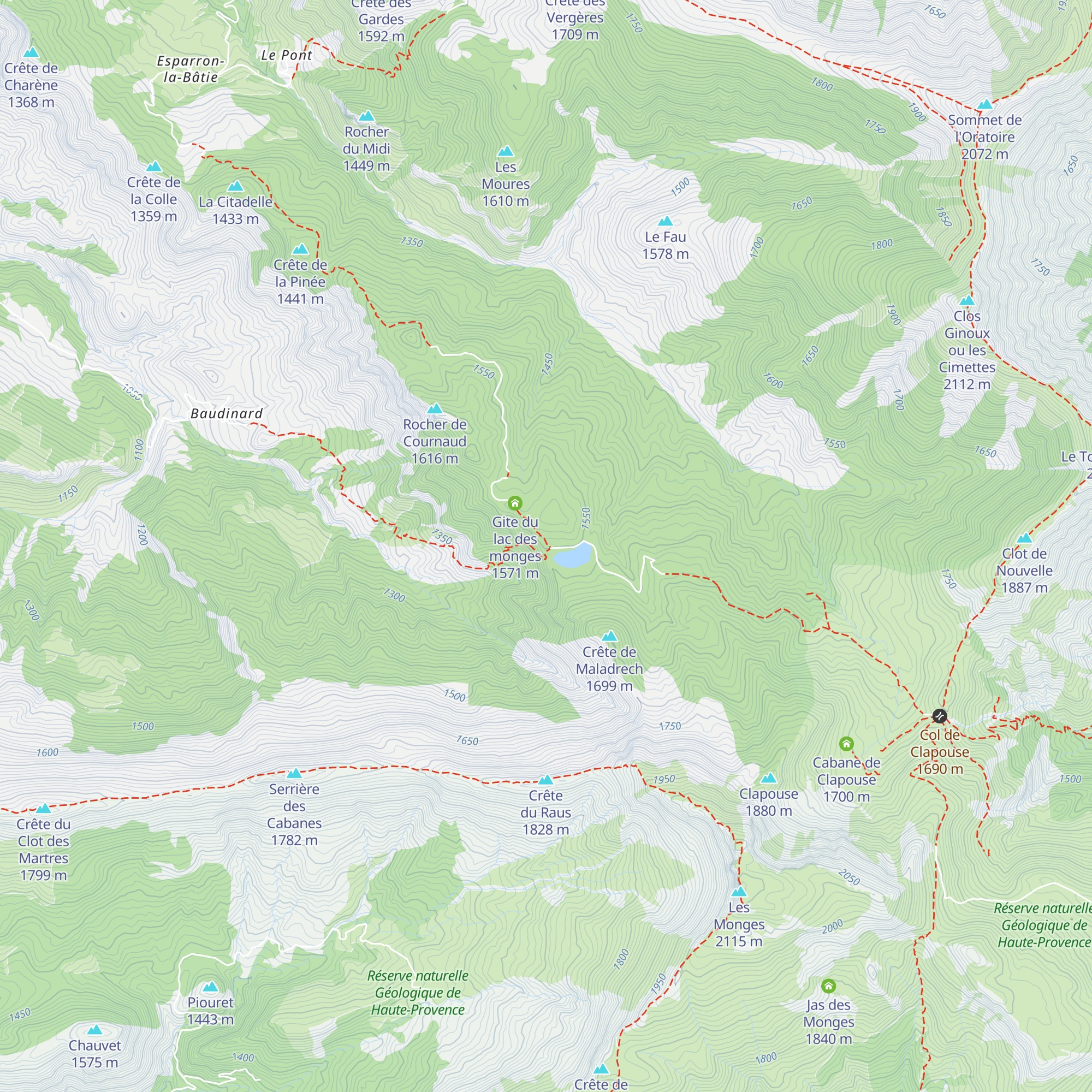 Refuge du lac des Monges map
