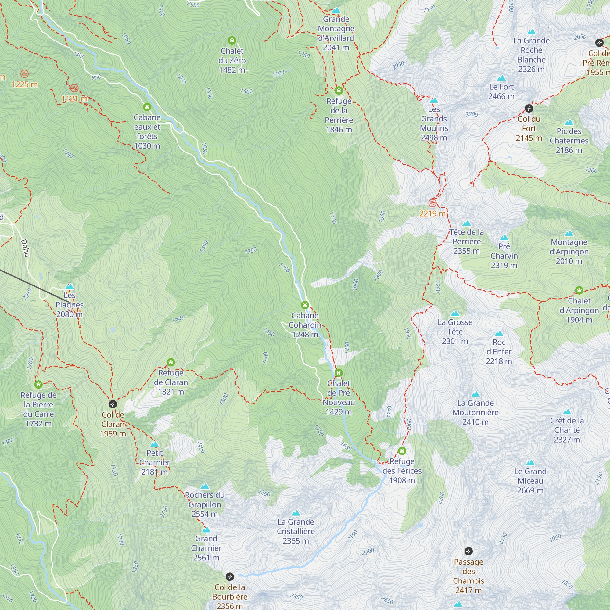 Cabane Cohardin map