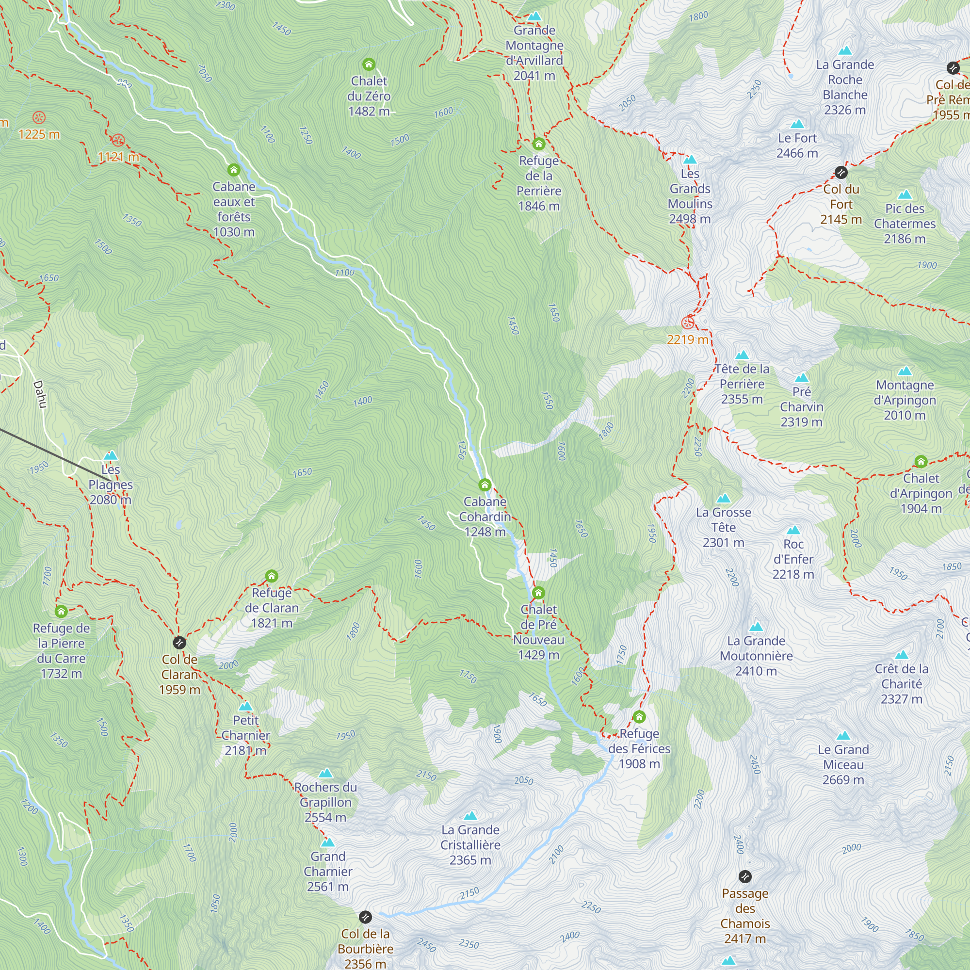 Cabane Cohardin map