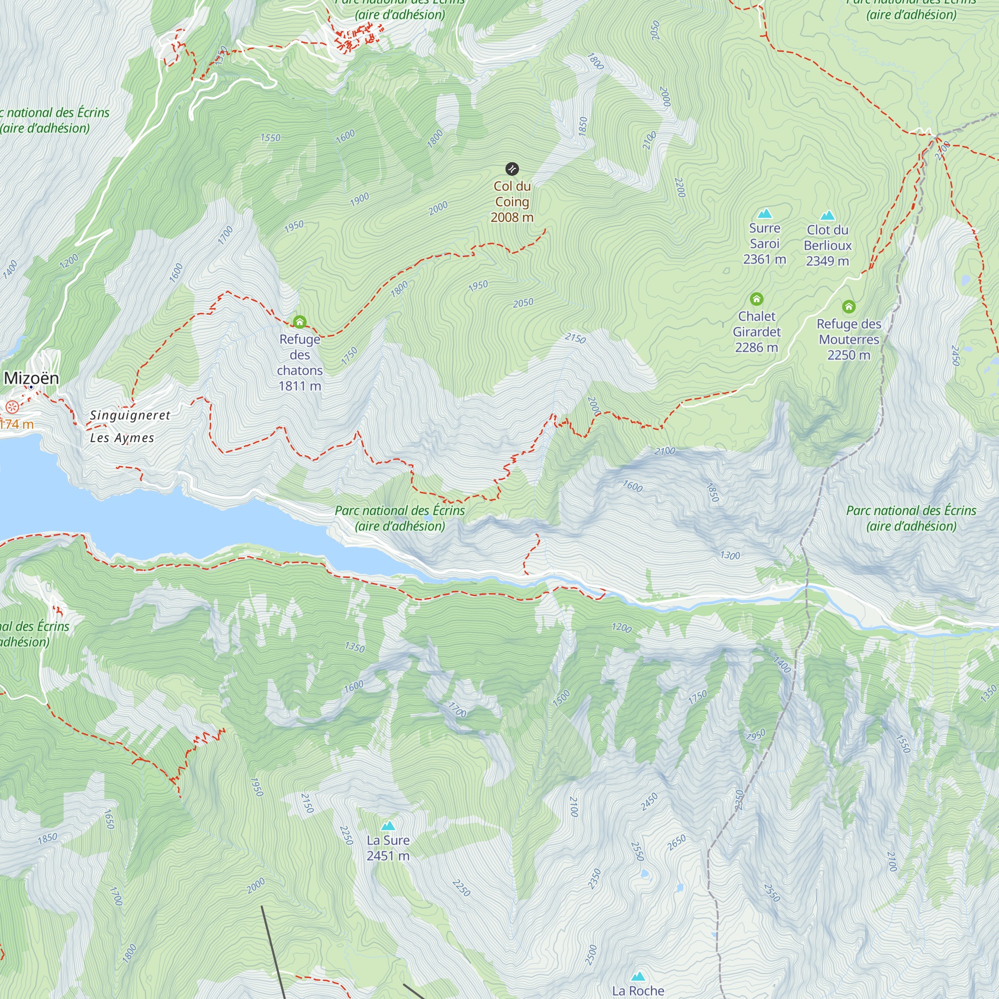 Refuge des Clots map