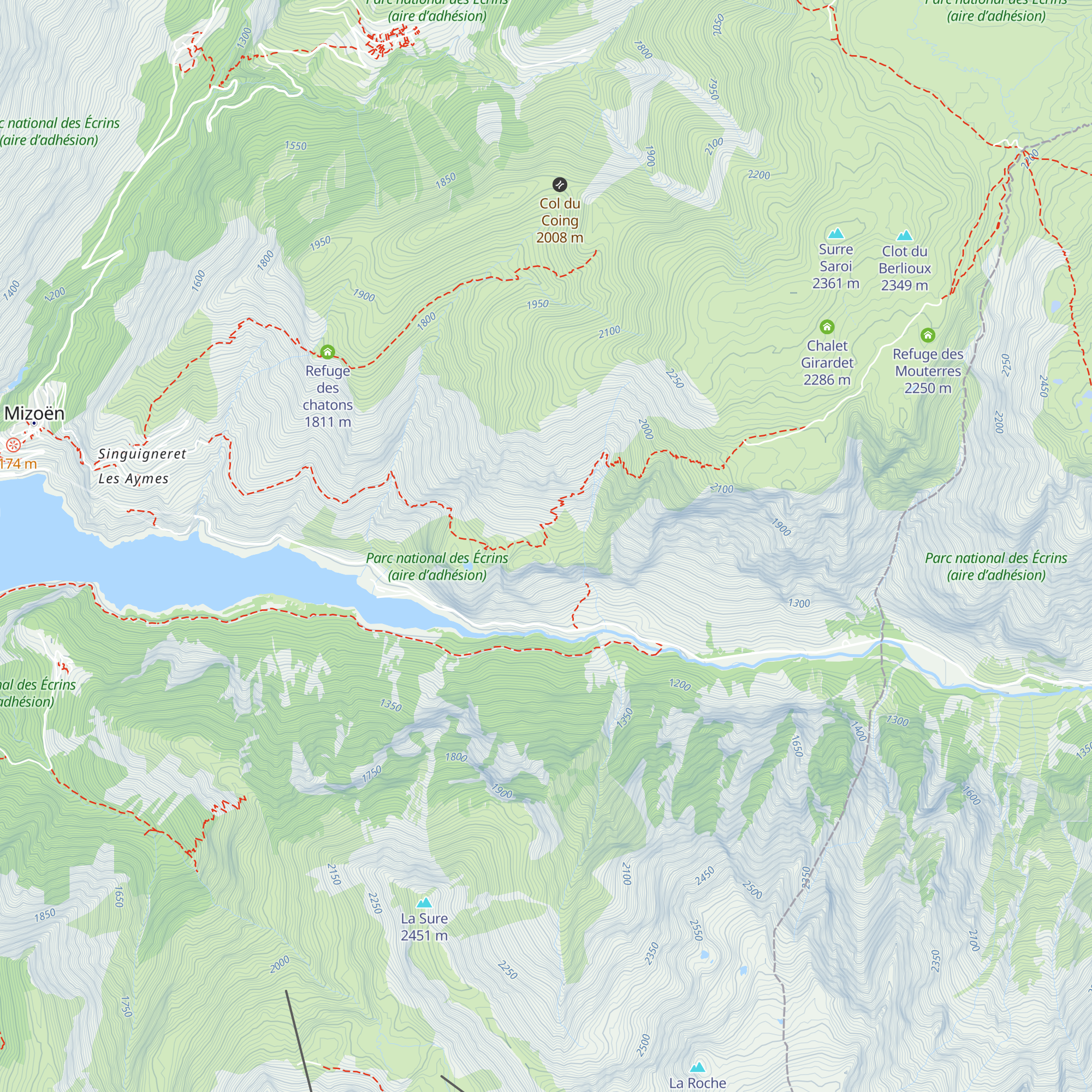 Refuge des Clots map