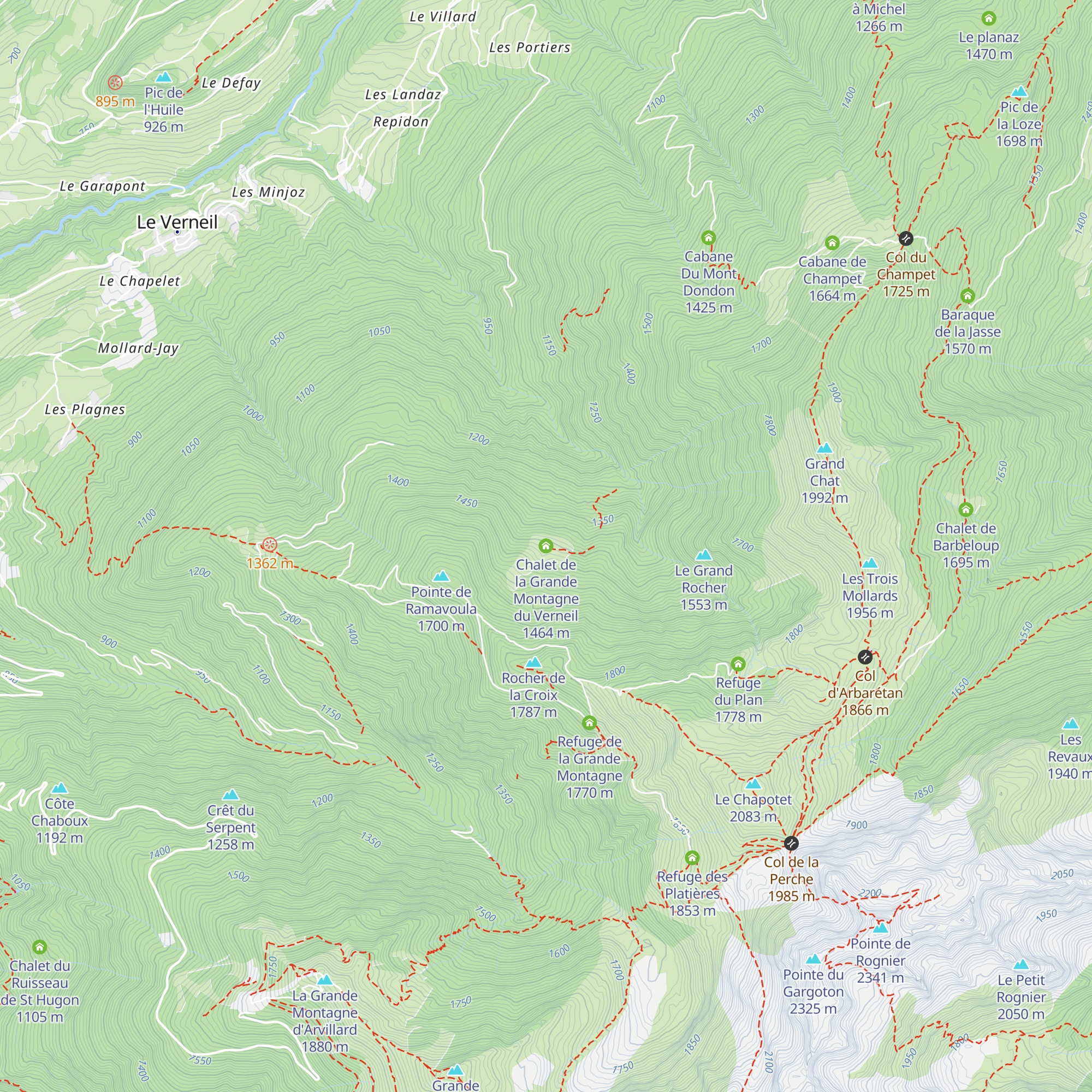 Chalet de la Grande Montagne du Verneil map