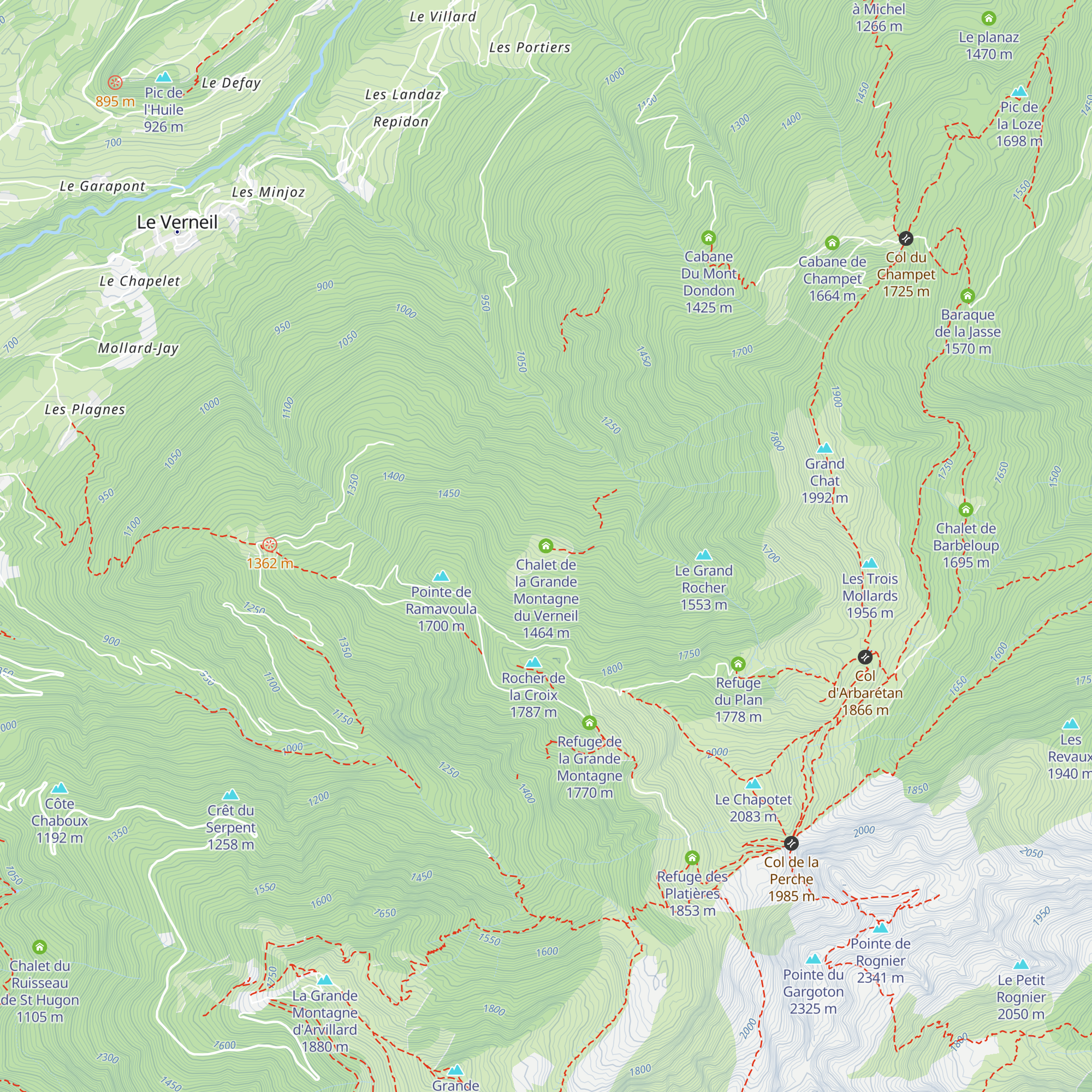 Chalet de la Grande Montagne du Verneil map