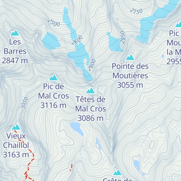 Map of Têtes de Mal Cros