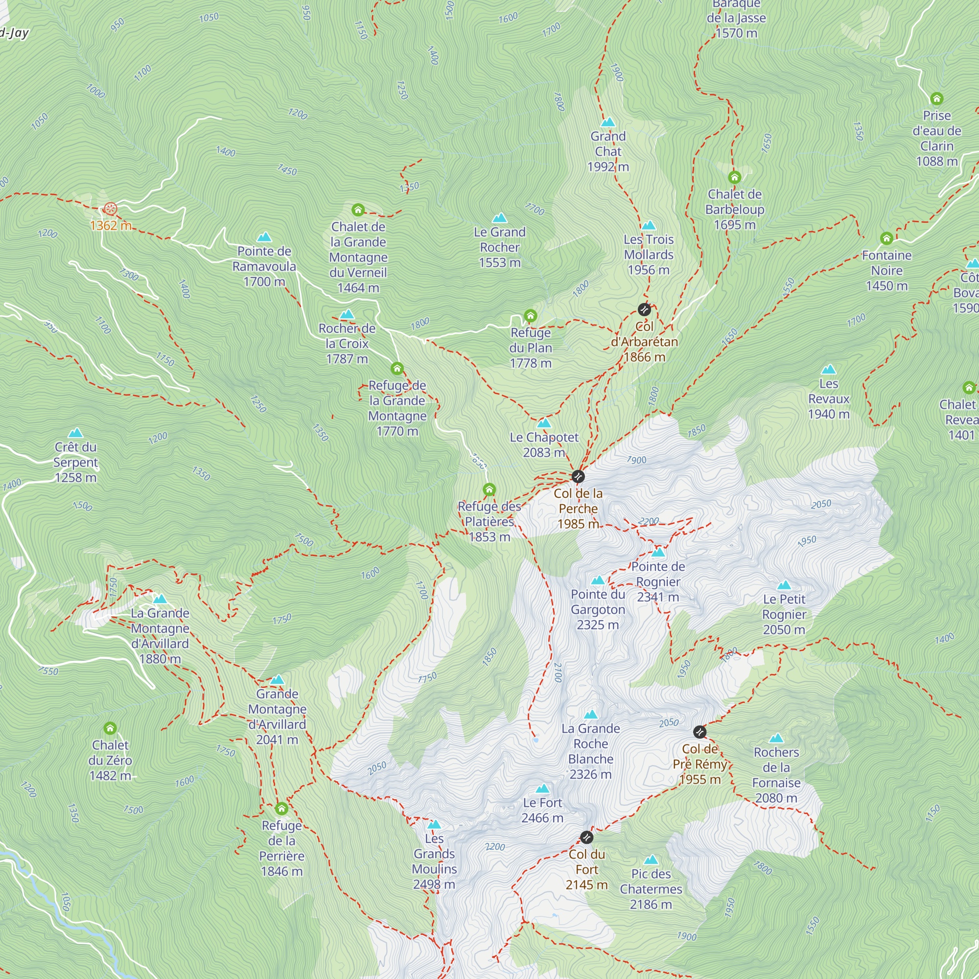 Refuge des Platières map