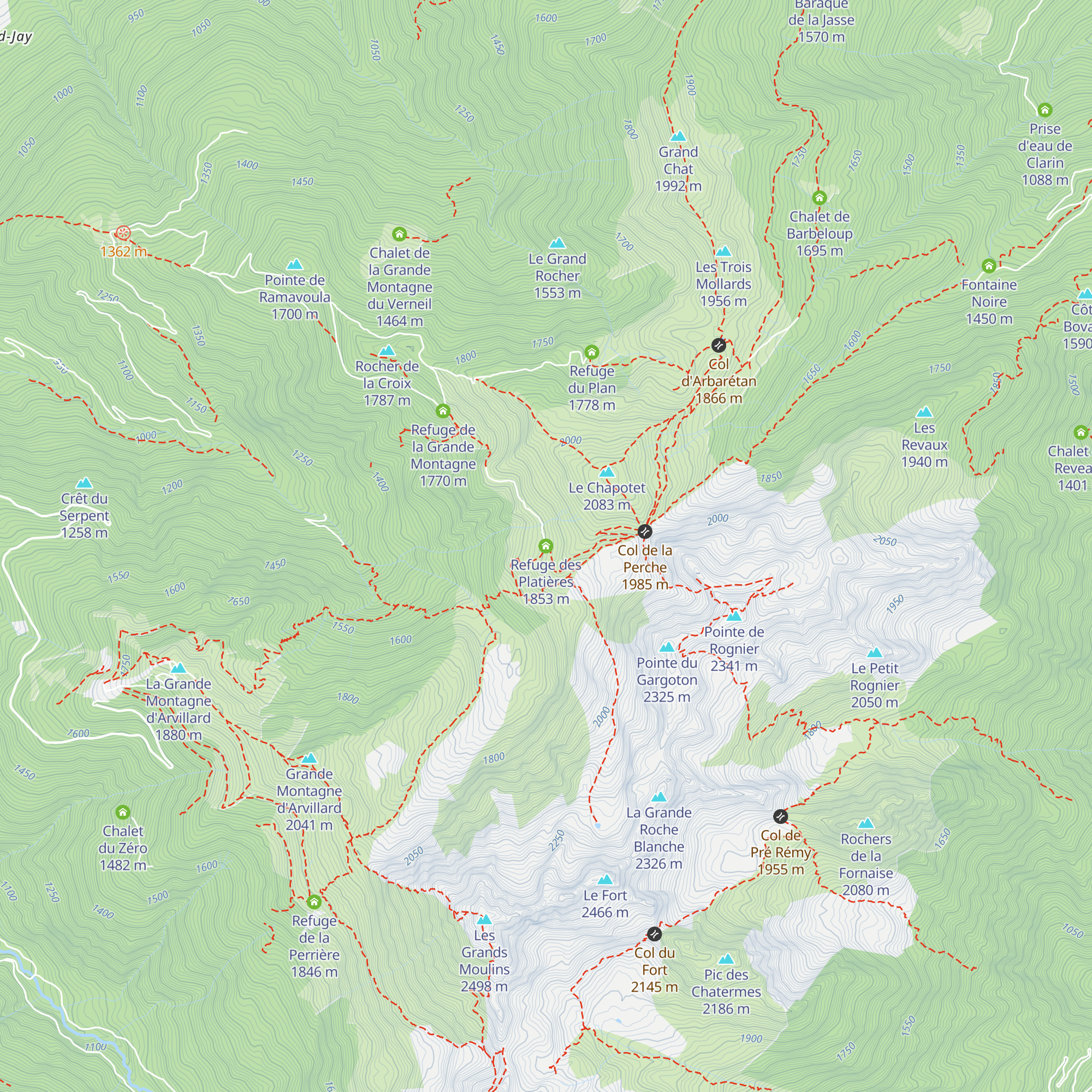 Refuge des Platières map