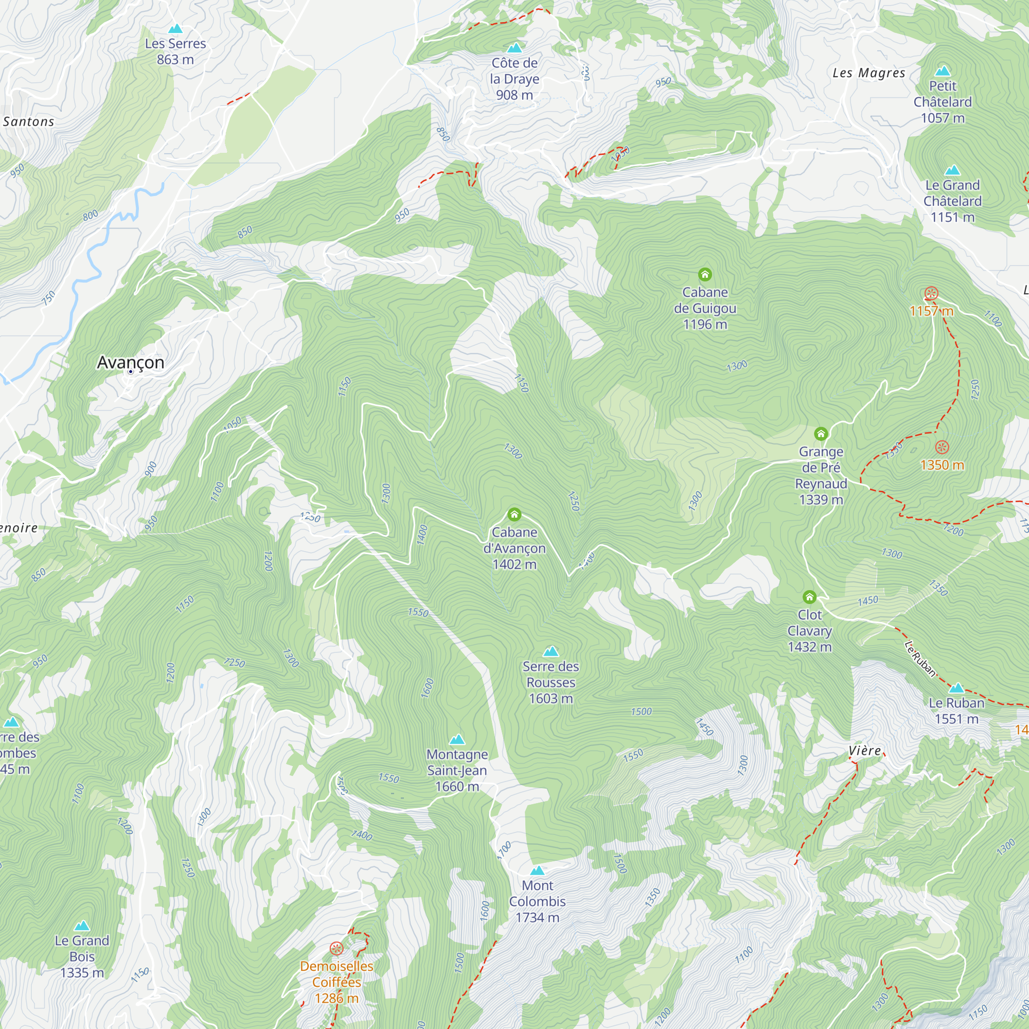 Cabane d'Avançon map