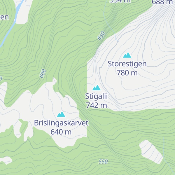 Map of Vestrheimsfjellet