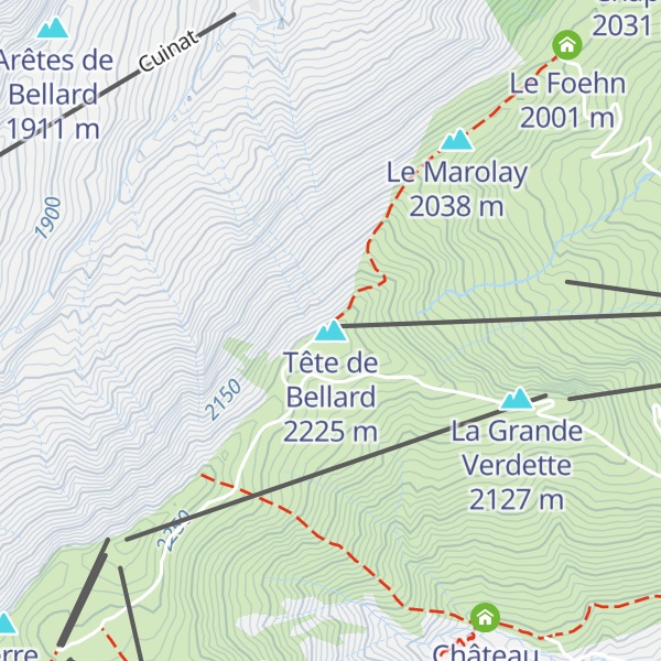 Map of Tête de Bellard