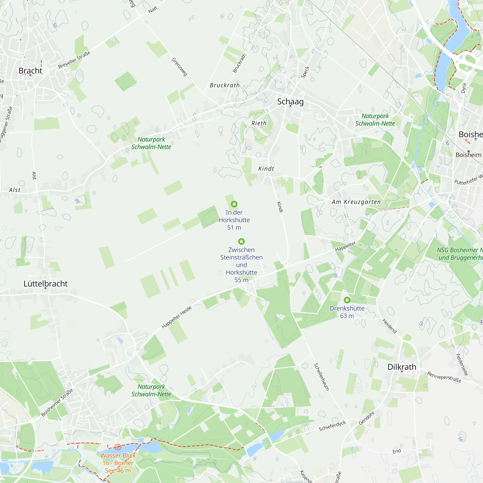 Zwischen Steinsträßchen und Horkshütte map