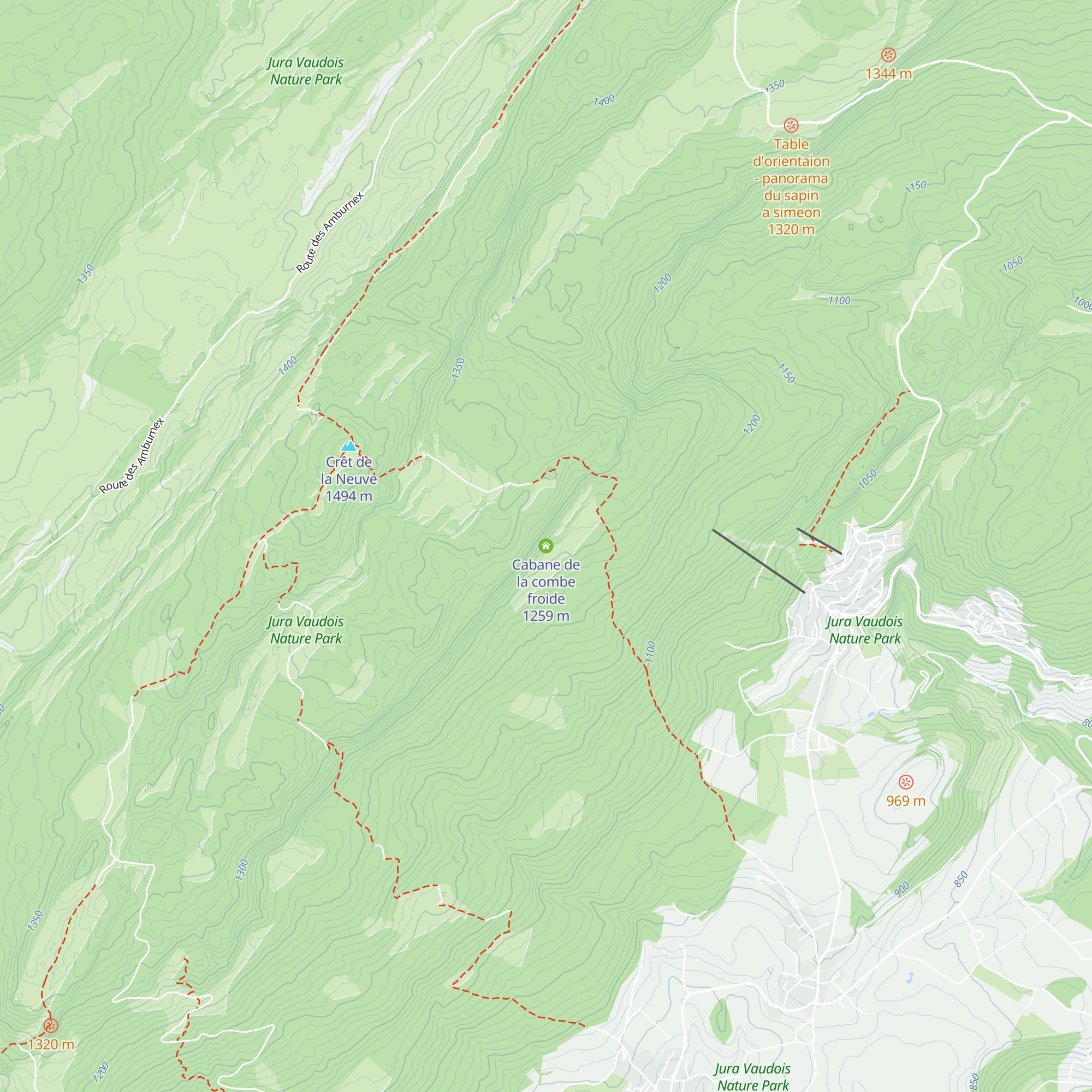 Cabane de la combe froide map
