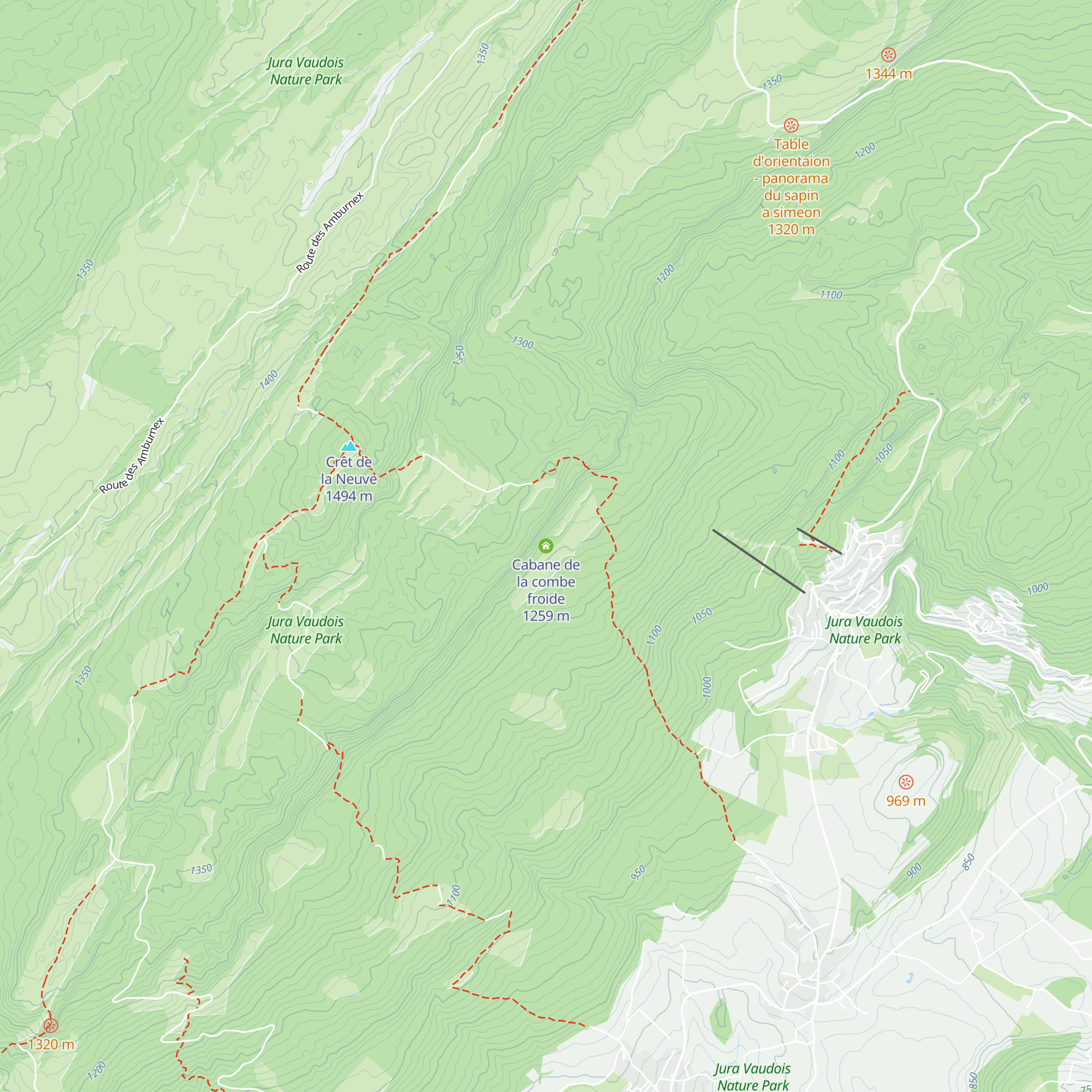 Cabane de la combe froide map