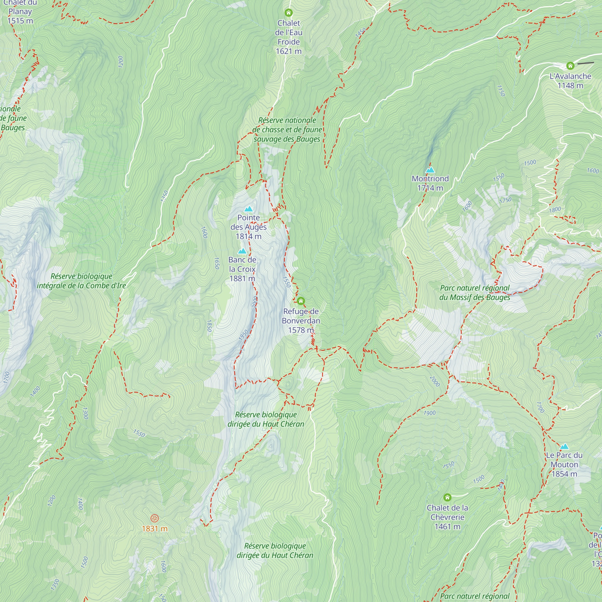 Refuge de Bonverdan map