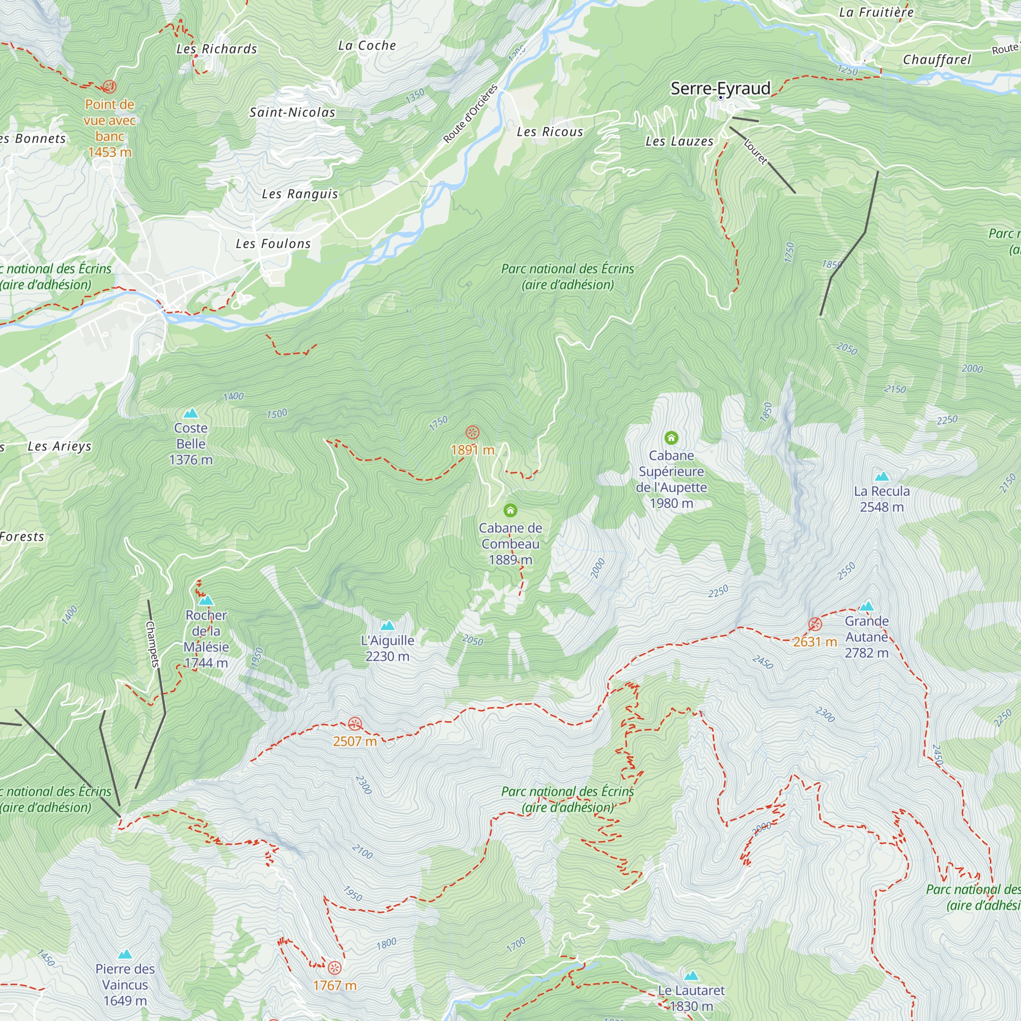 Cabane de Combeau map