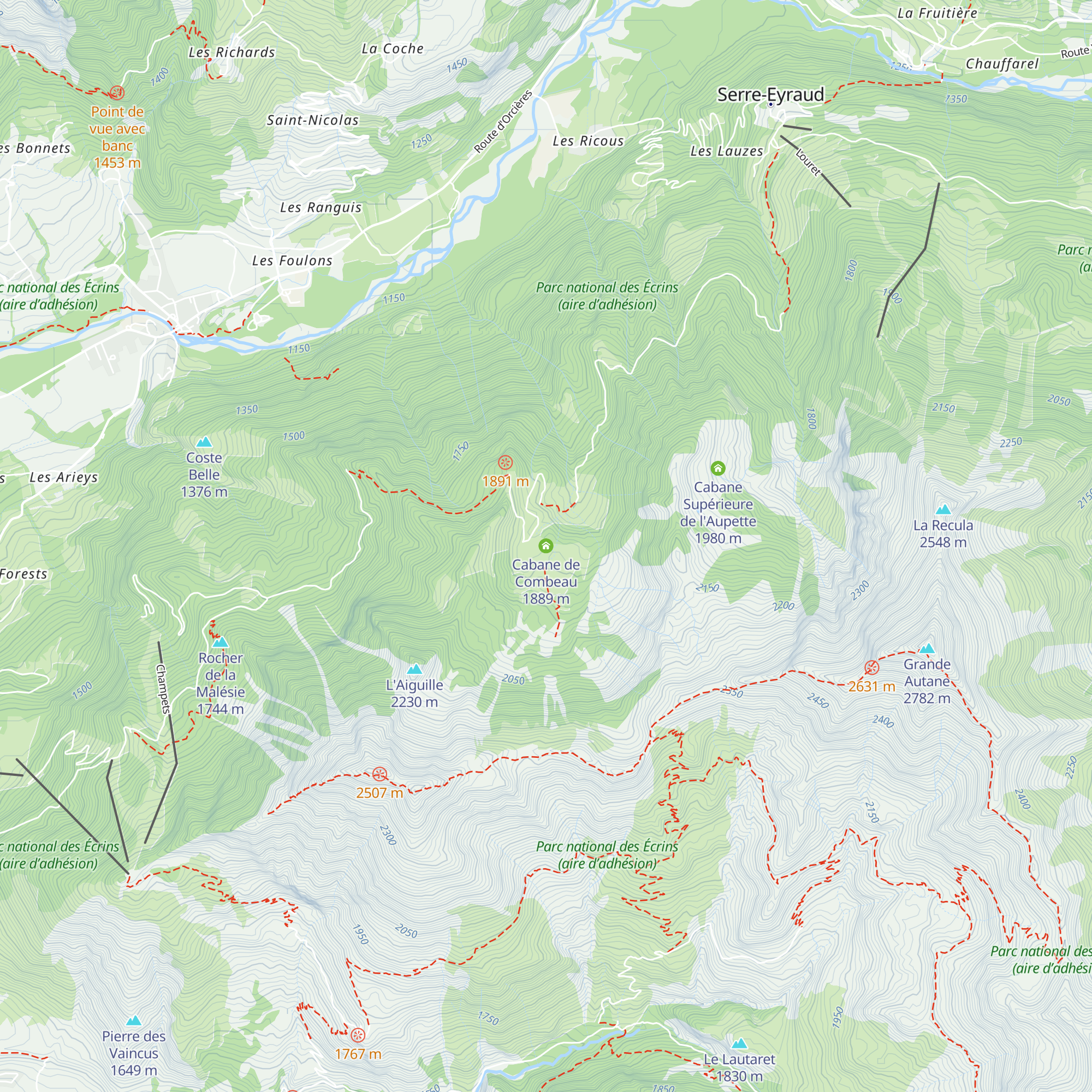 Cabane de Combeau map