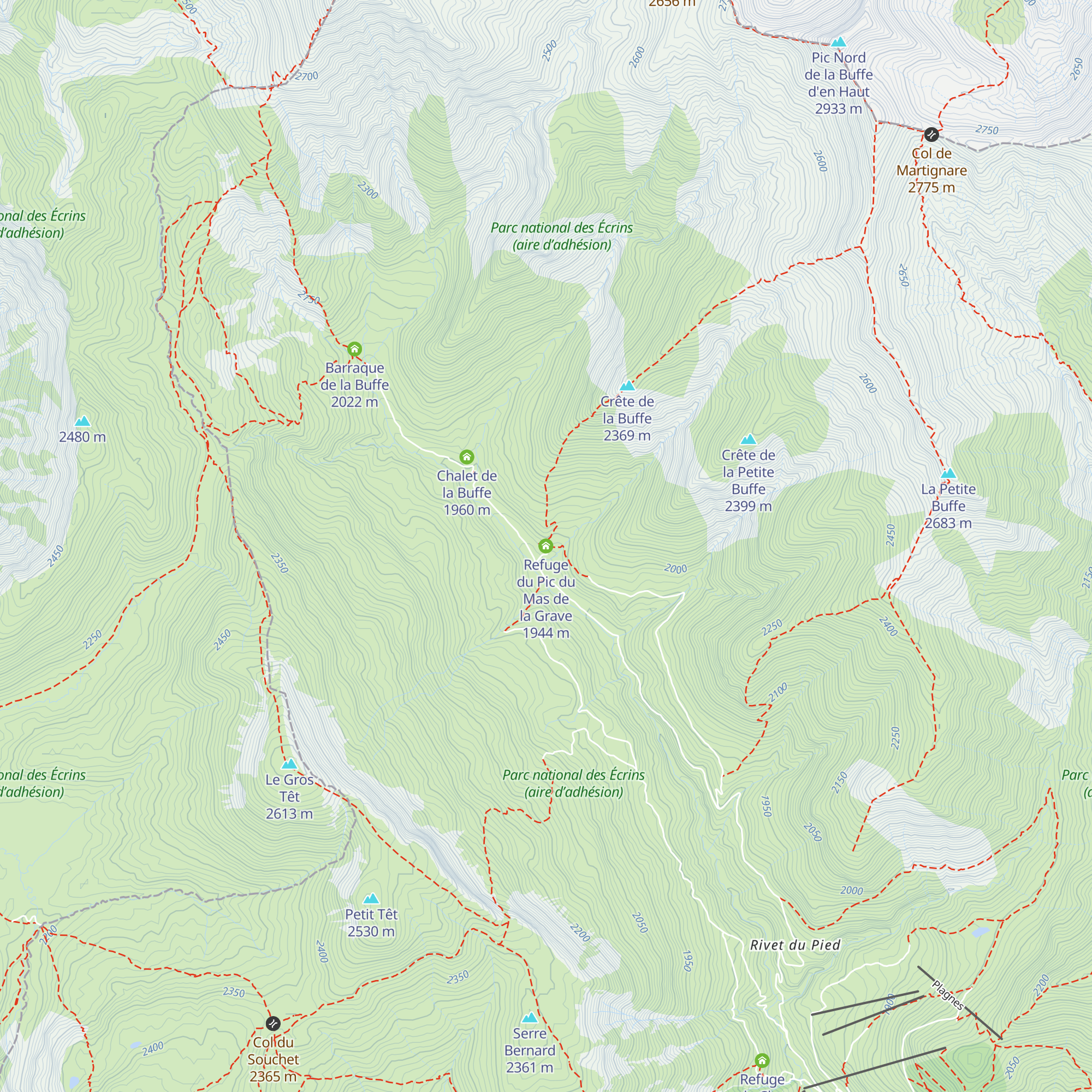 Refuge du Pic du Mas de la Grave map