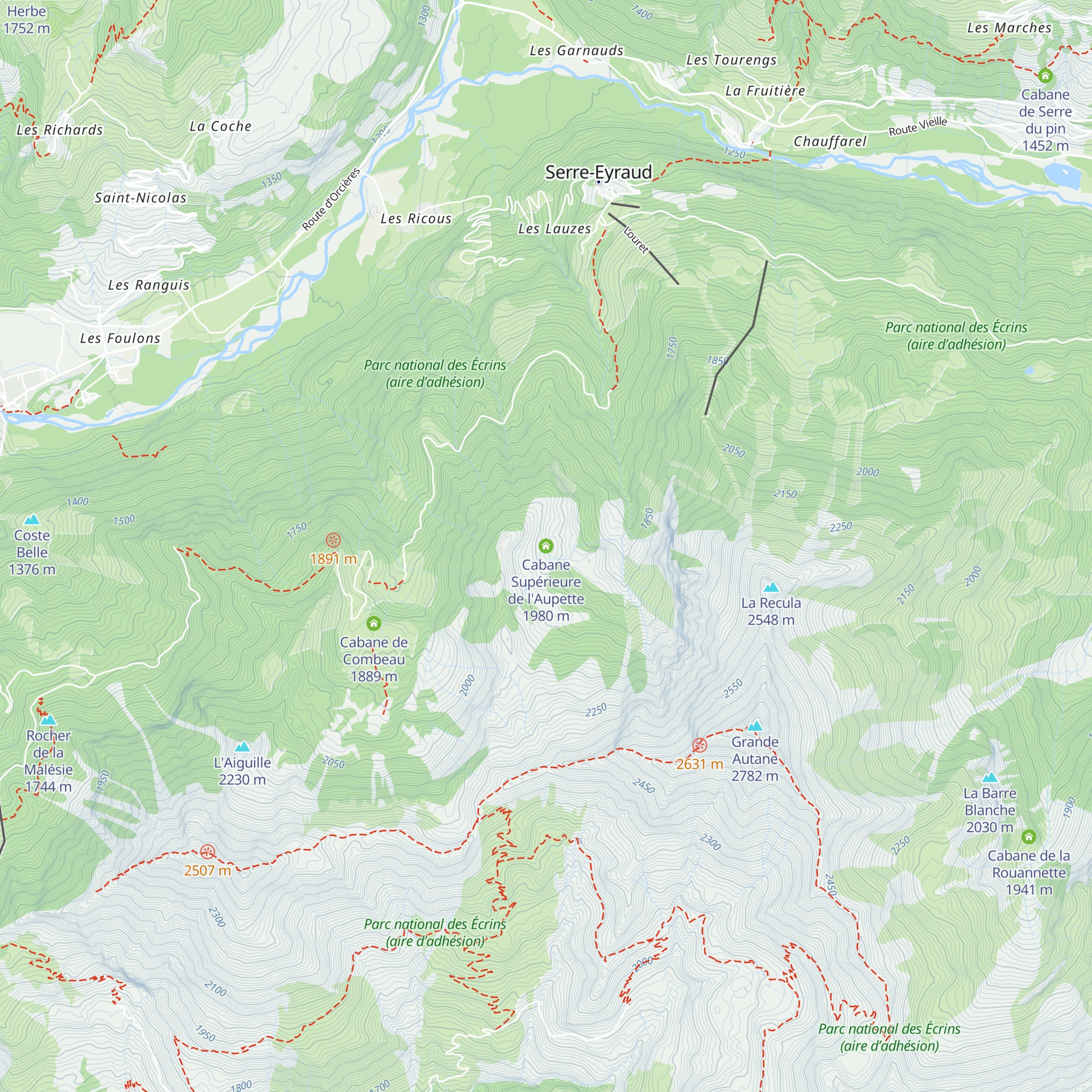 Cabane Supérieure de l'Aupette map