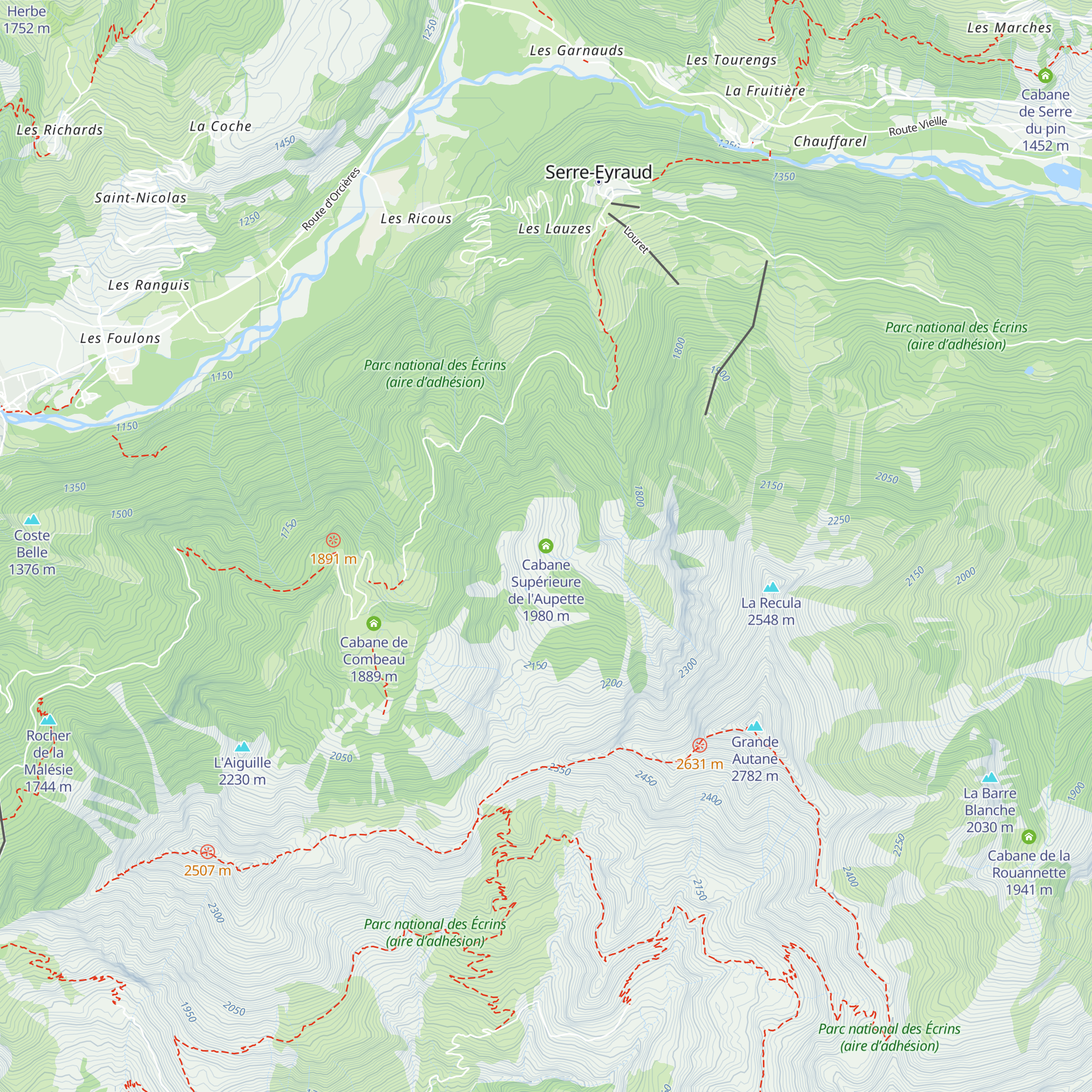 Cabane Supérieure de l'Aupette map