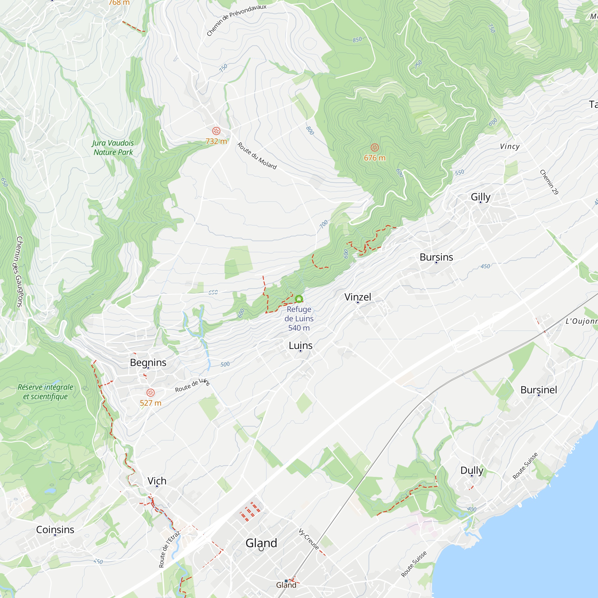 Refuge de Luins map