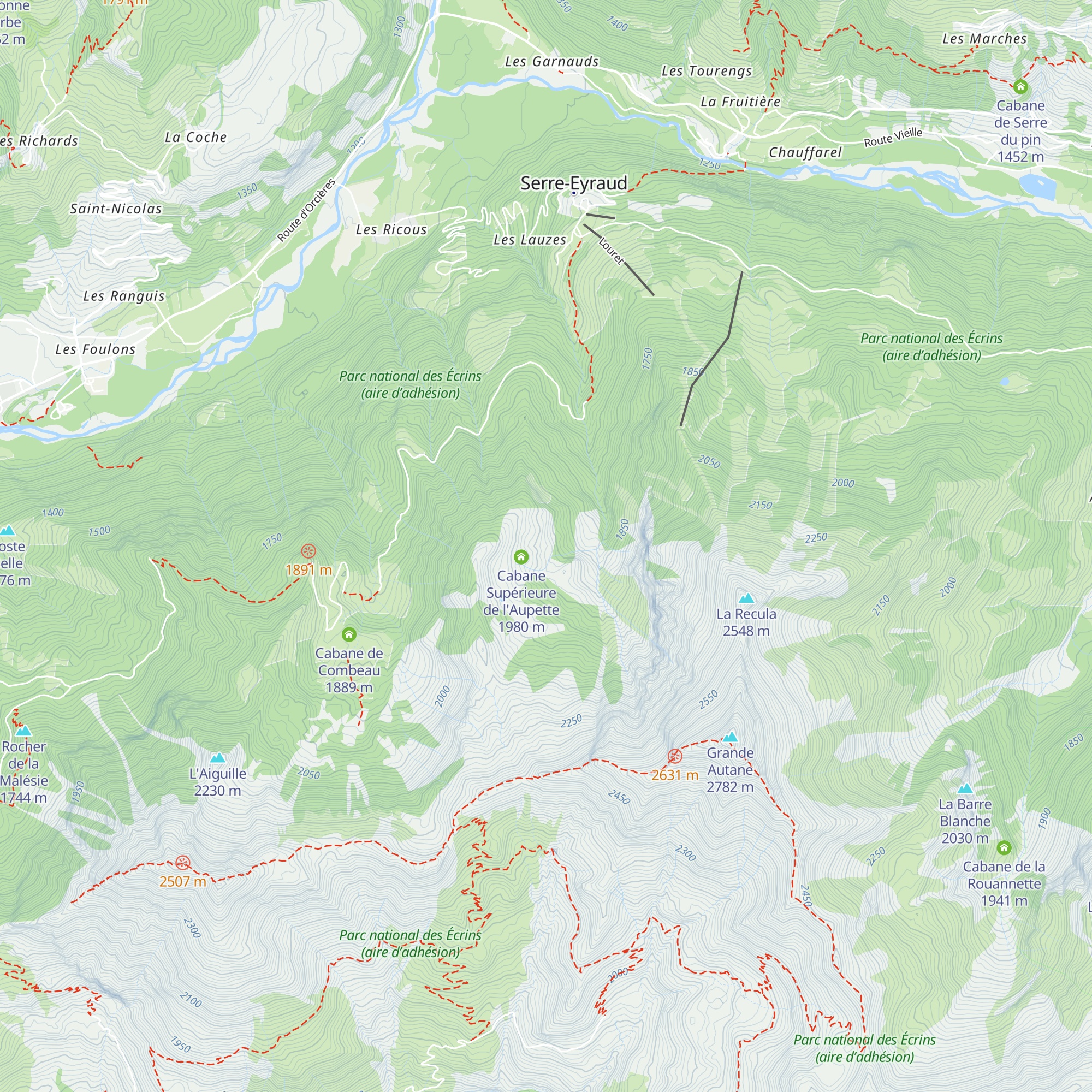 Cabane de l'Aupette map