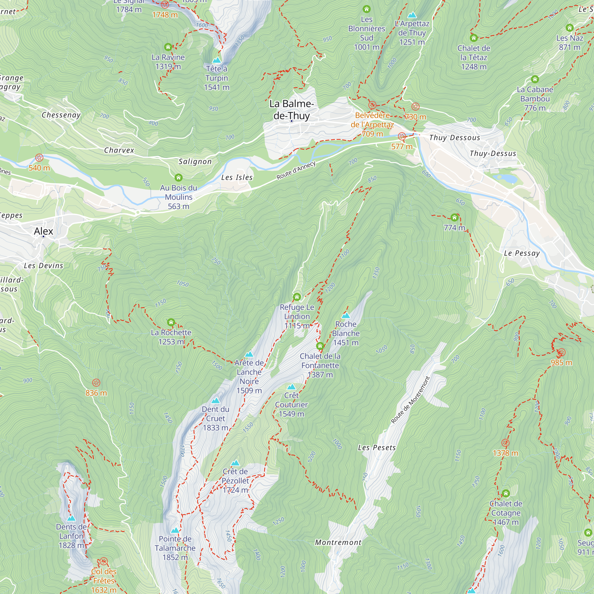 Refuge Le Lindion map