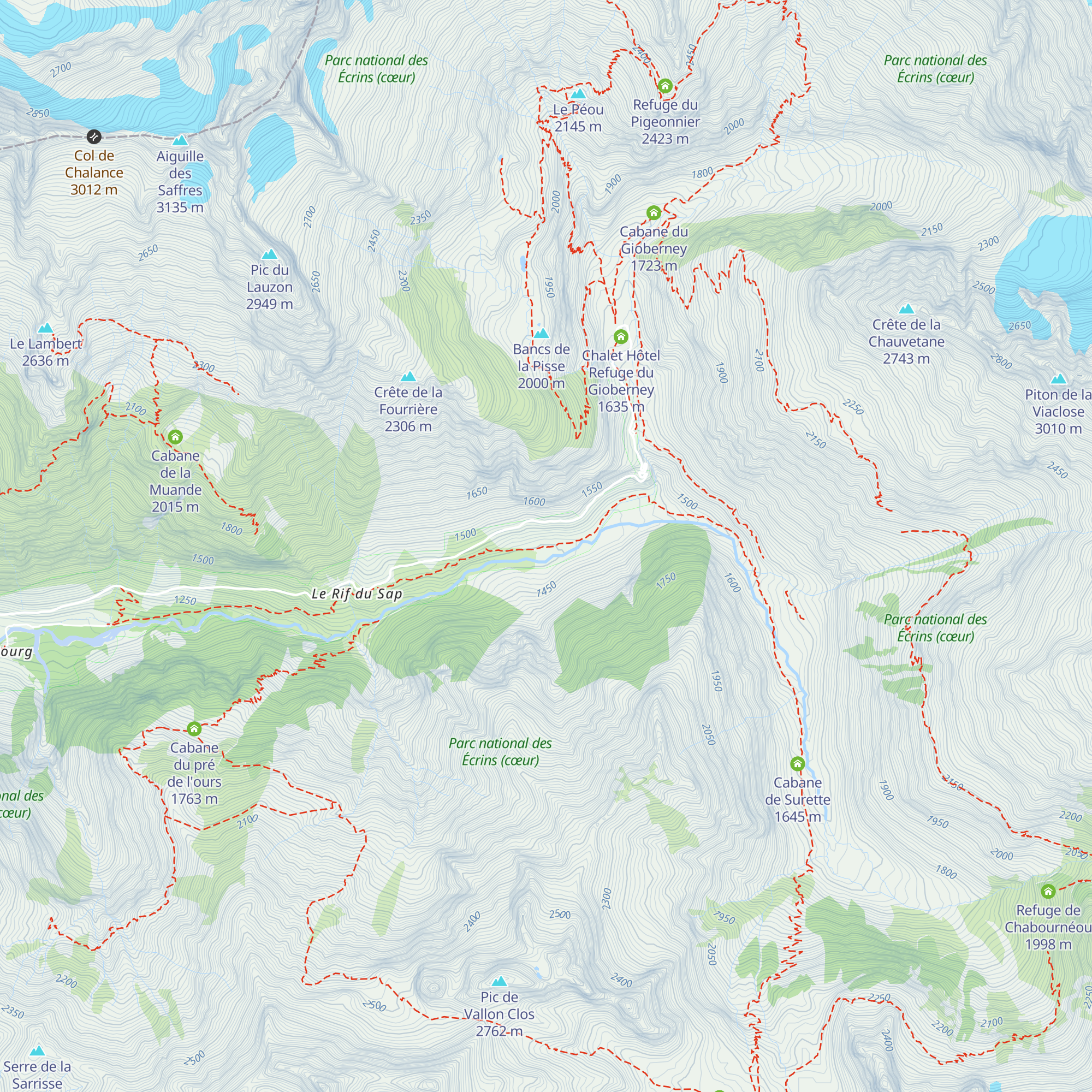 Refuge du Clot - Xavier Blanc map