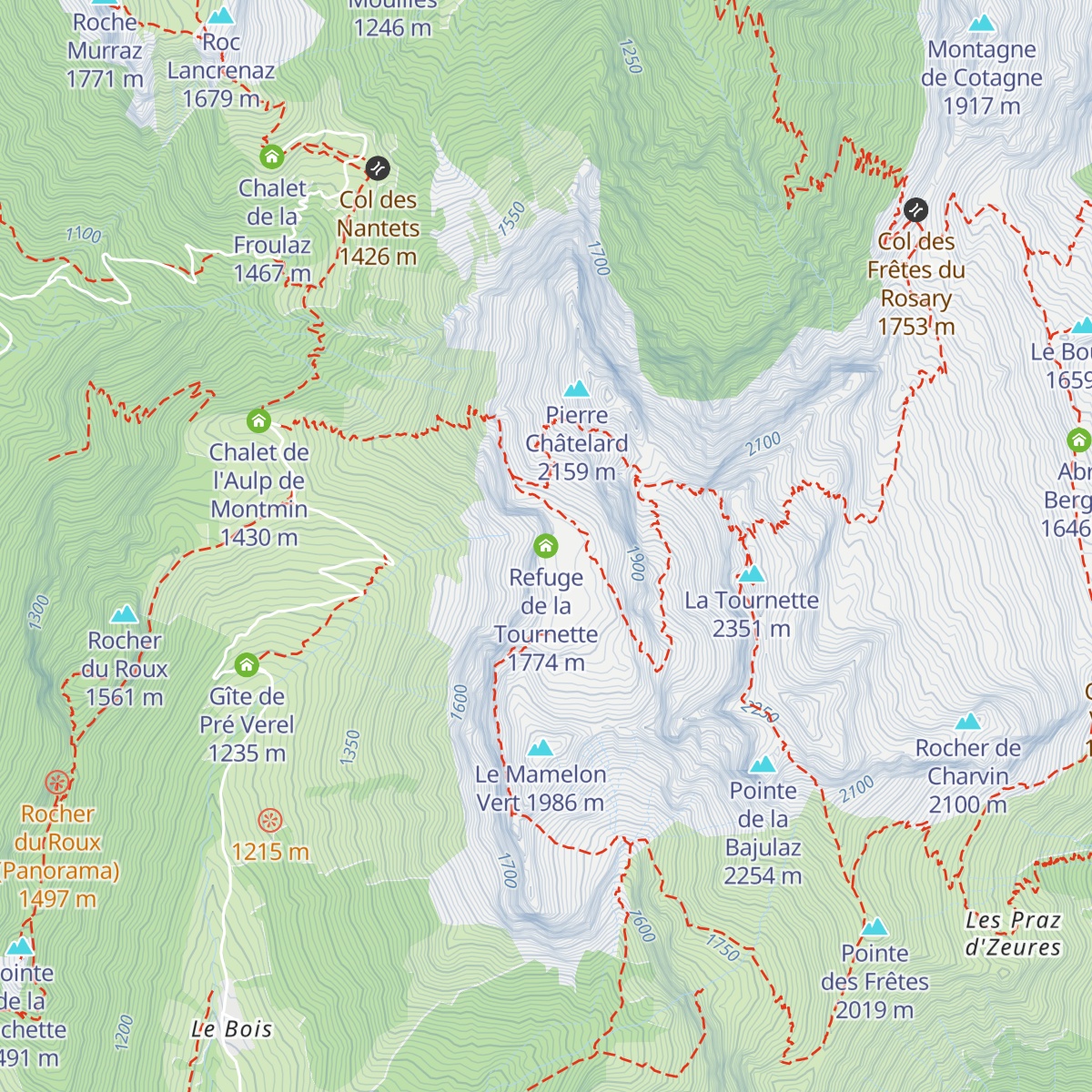 Refuge de la Tournette map