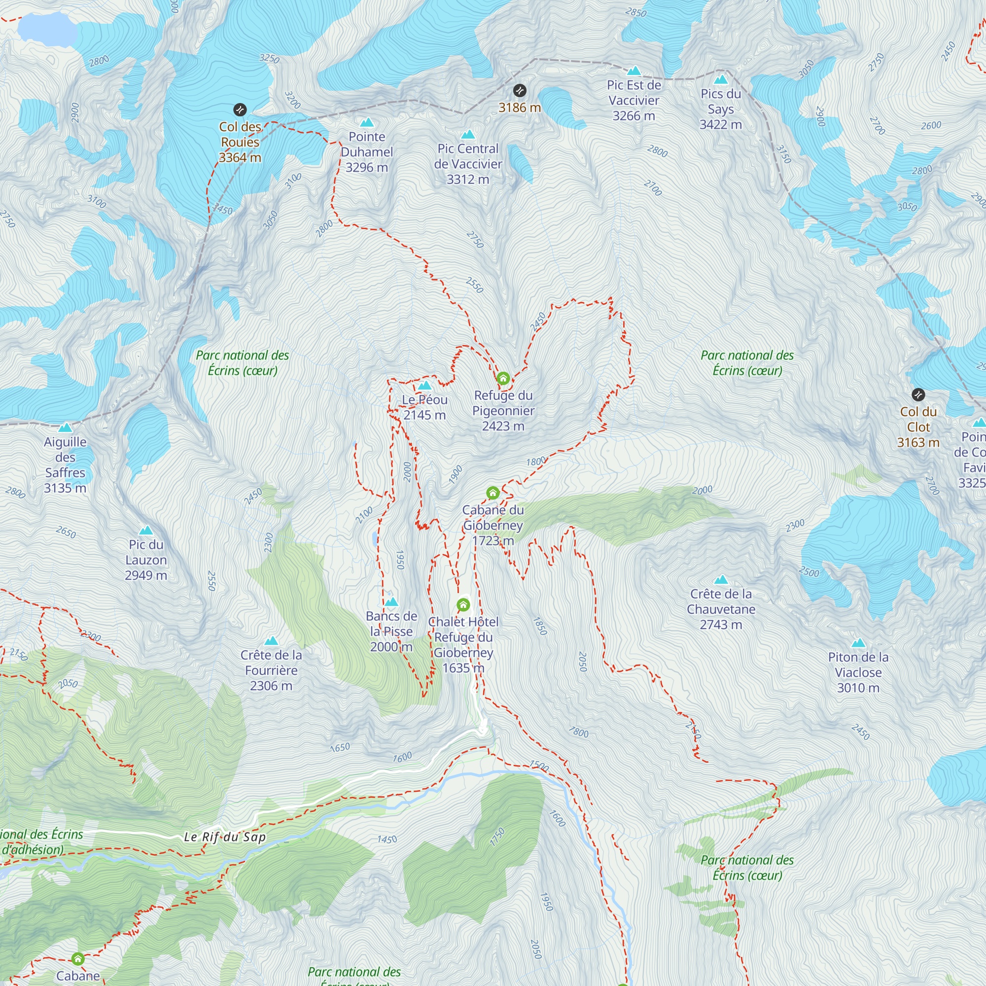 Cabane du Gioberney map