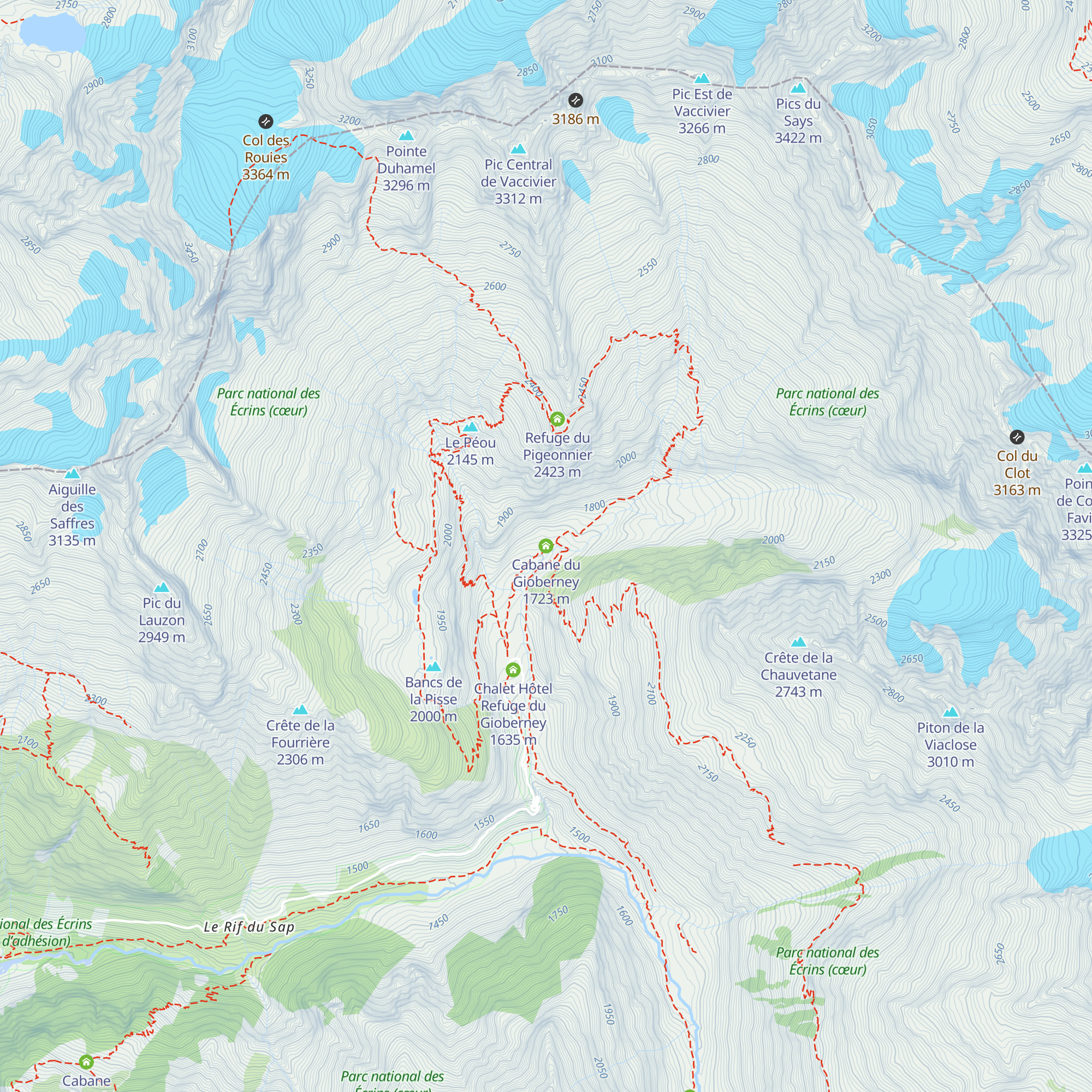Cabane du Gioberney map